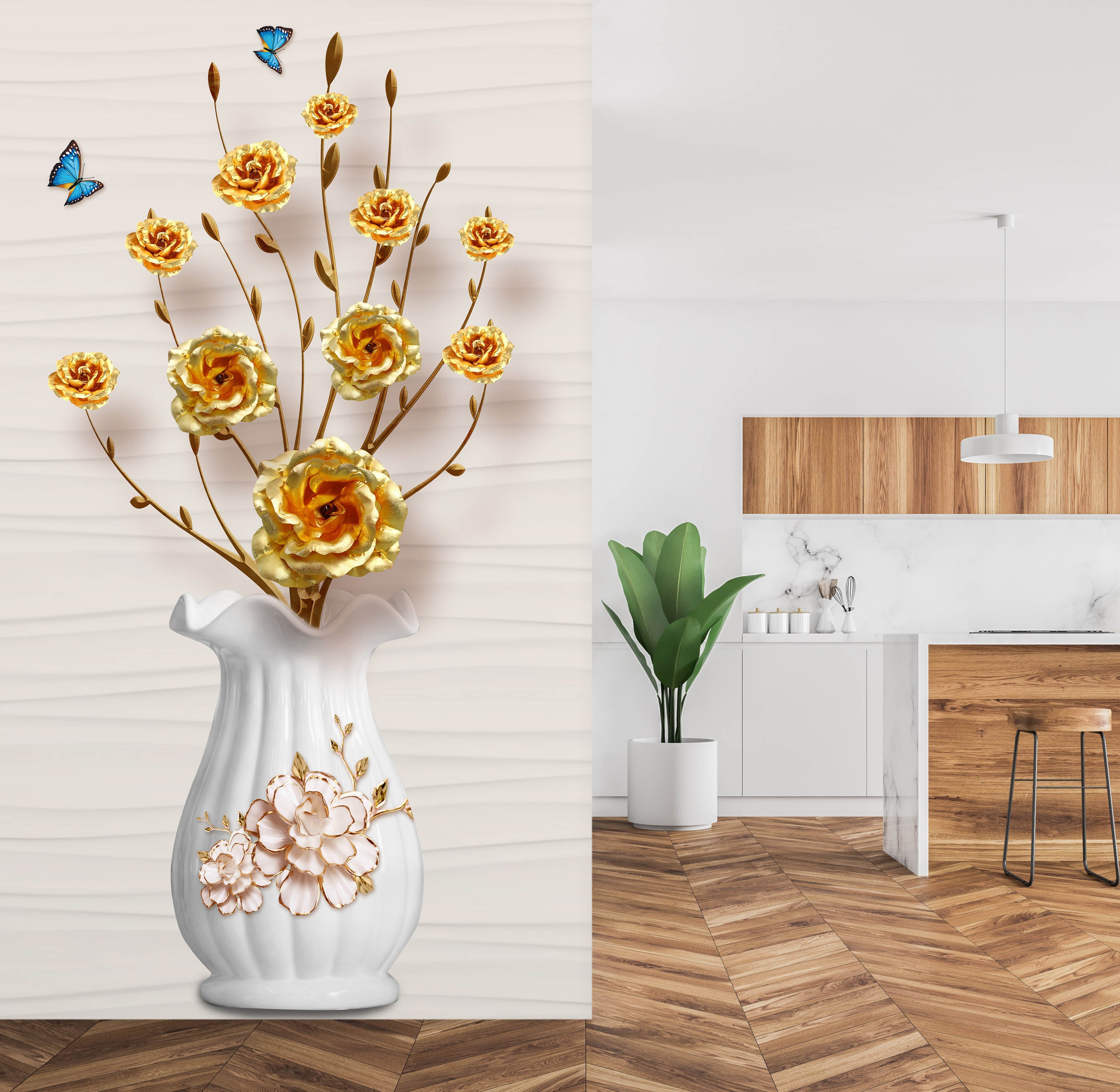 3D Butterfly Flower 1851 Wall Murals
