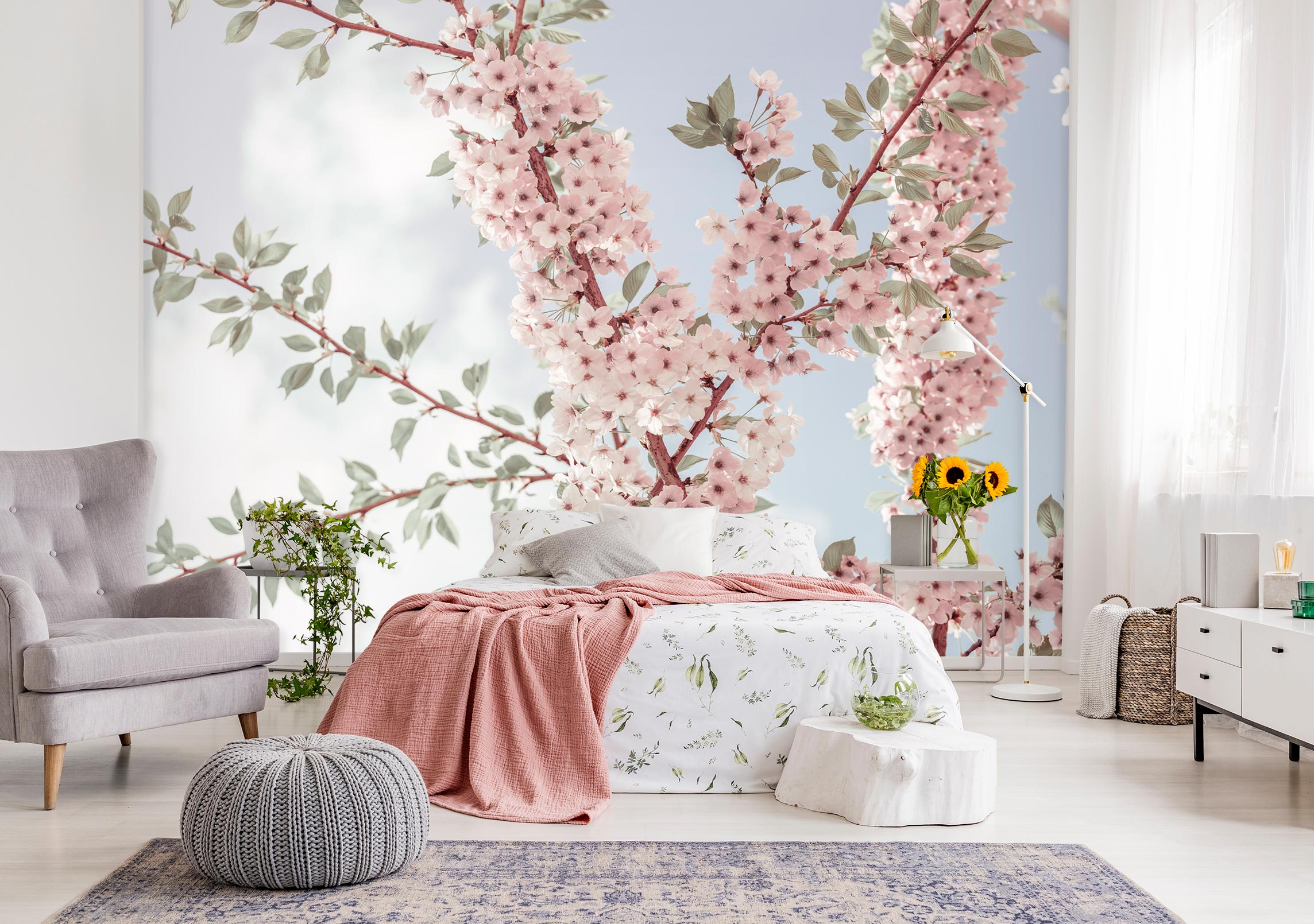 3D Pink Flower Branch 6240 Assaf Frank Wall Mural Wall Murals