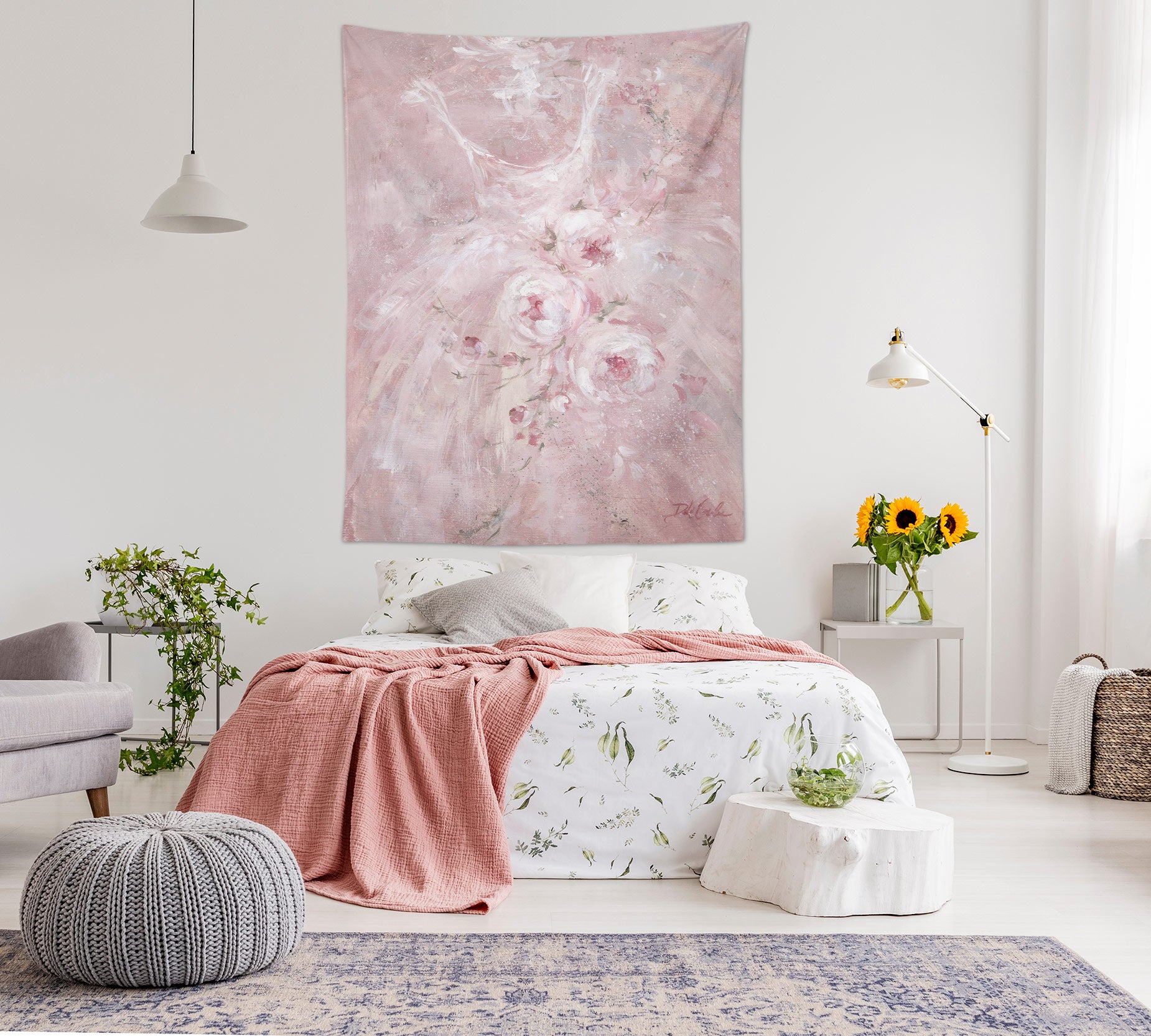 3D Pink Rose Gauze Dress 11207 Debi Coules Tapestry Hanging Cloth Hang
