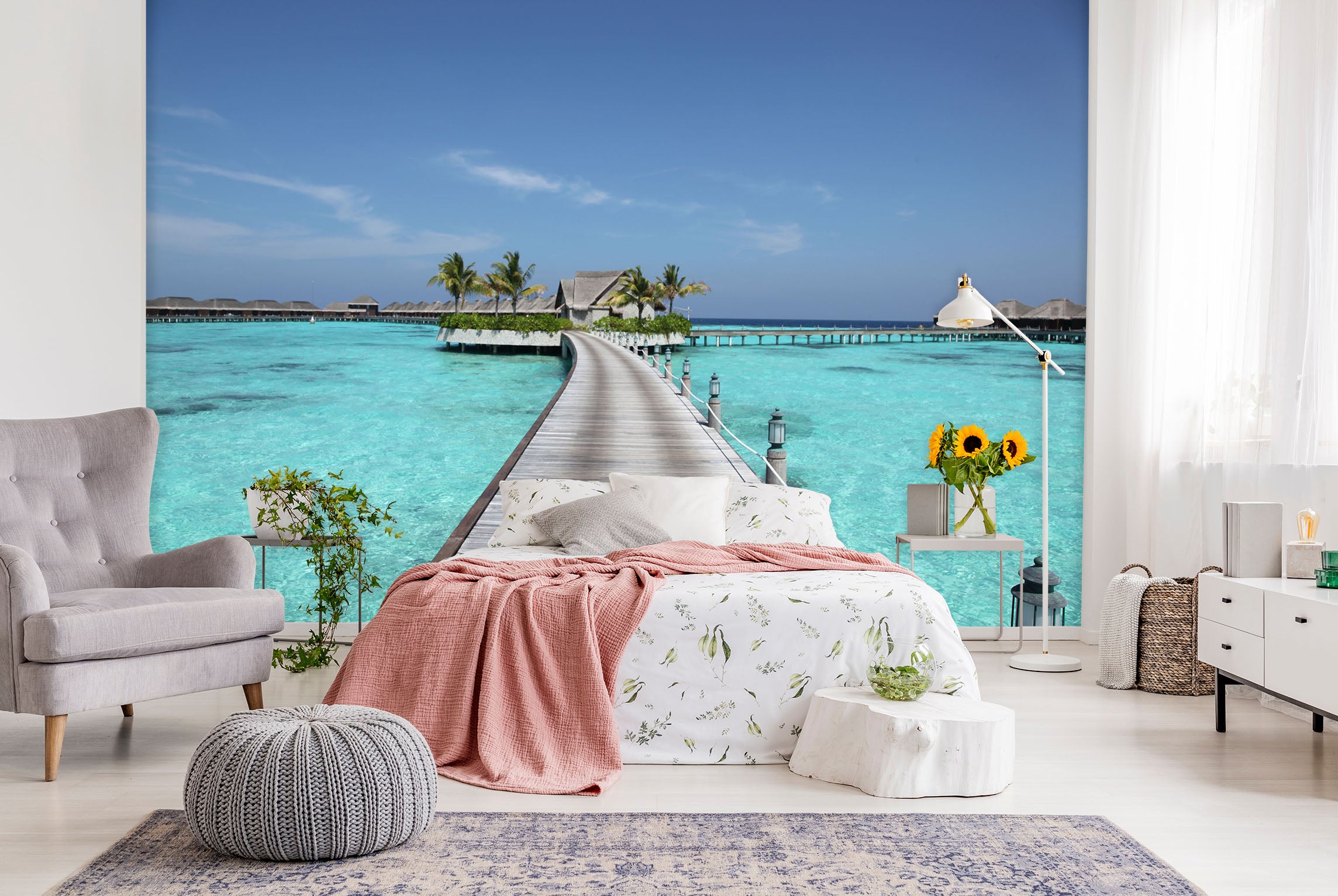 3D Sea Wooden Bridge 052 Wall Murals