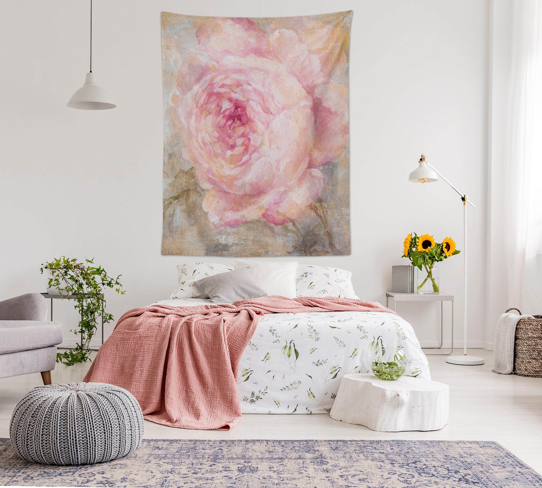 3D Pink Rose 11208 Debi Coules Tapestry Hanging Cloth Hang