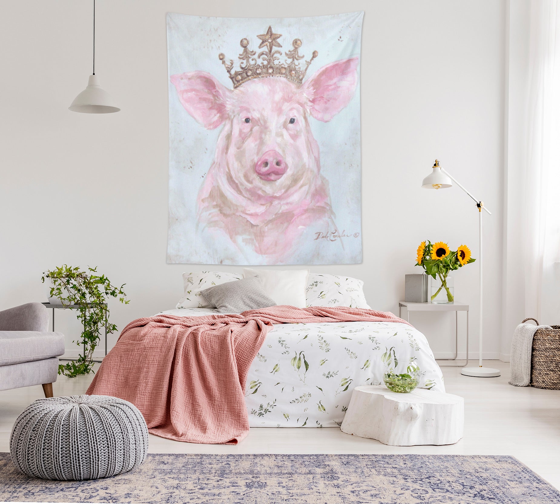 3D Crown Pig 111207 Debi Coules Tapestry Hanging Cloth Hang