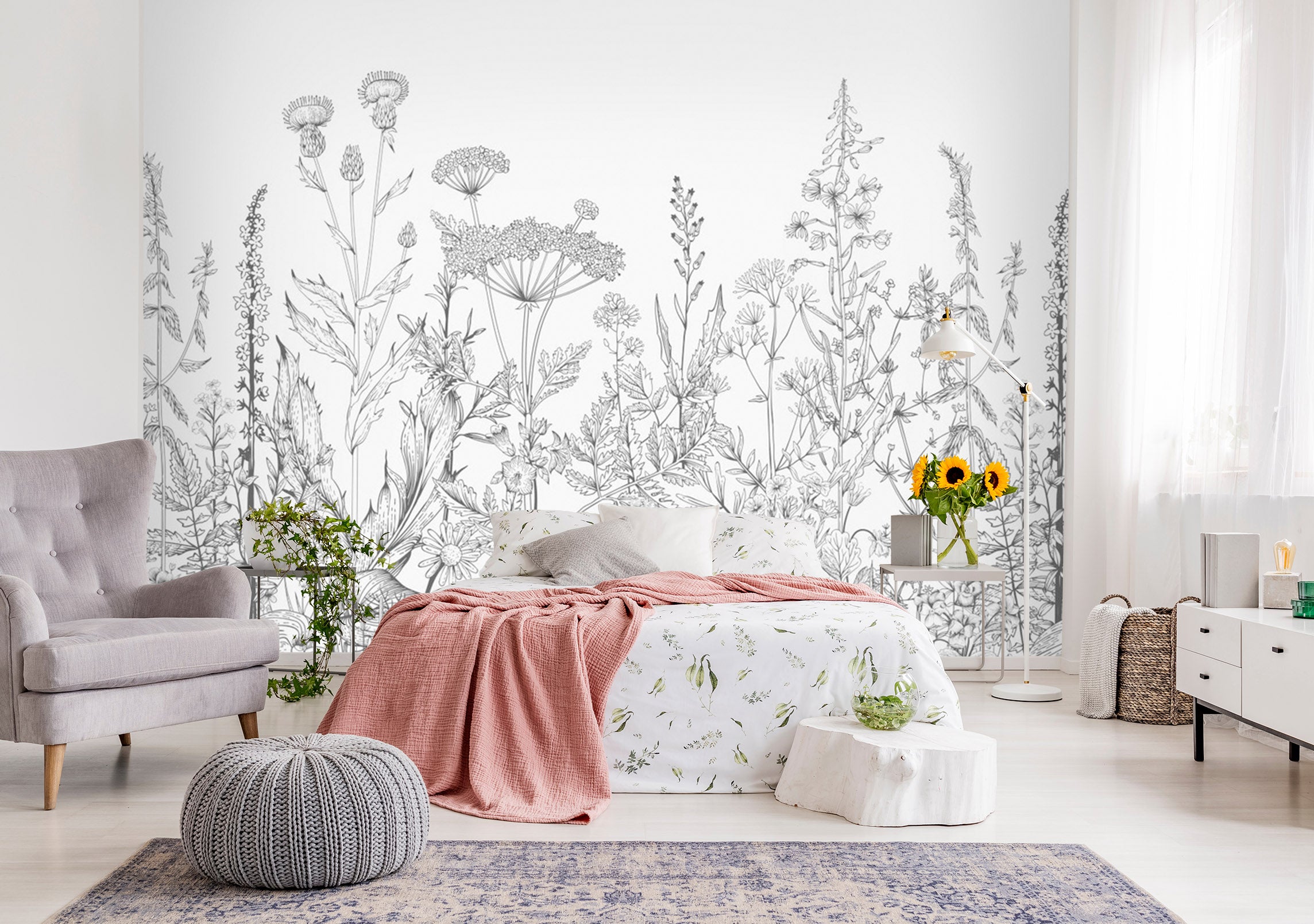 3D Sketch Flower 1558 Wall Murals