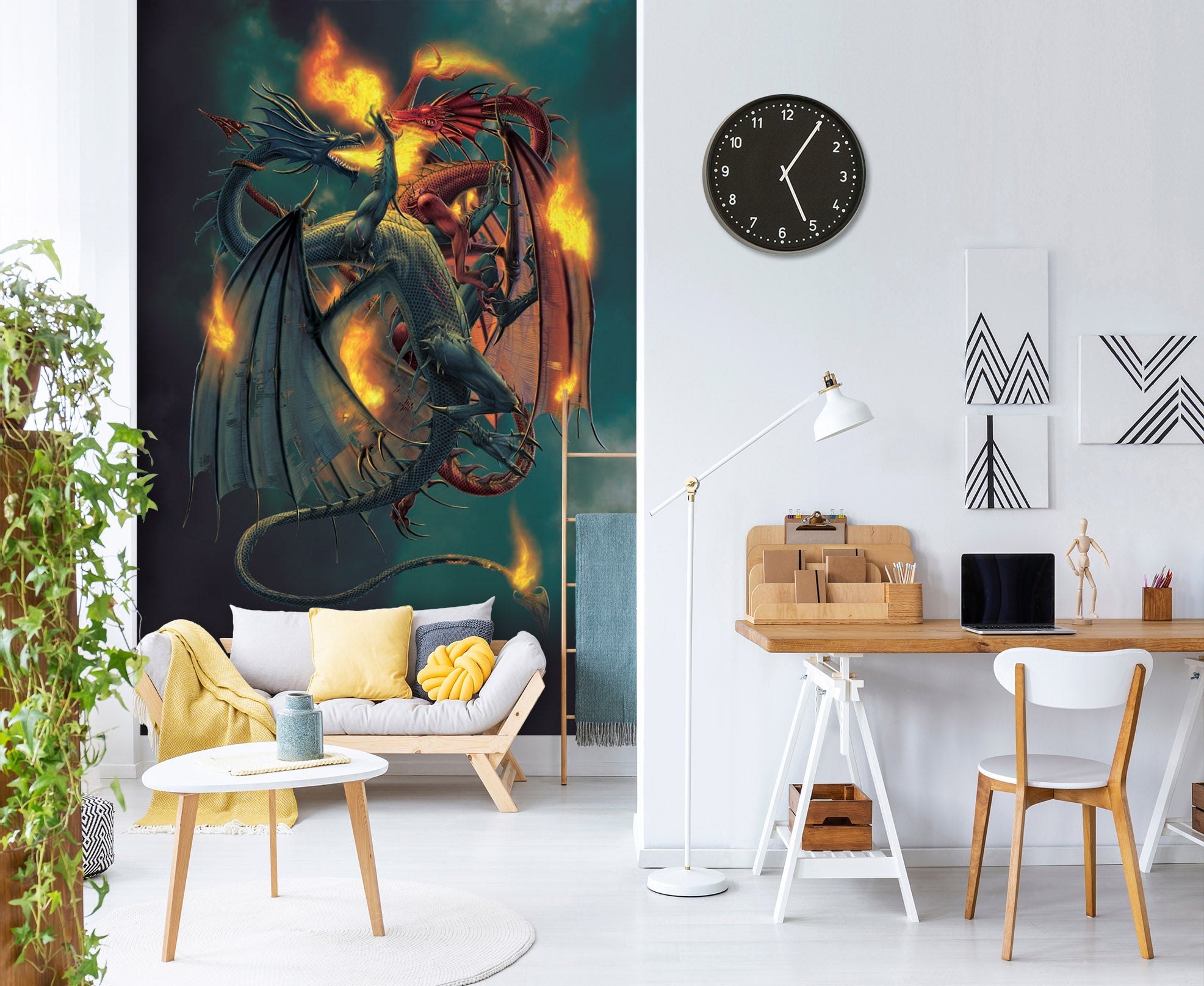 3D Fire Dragon 1422 Wall Murals Exclusive Designer Vincent Wallpaper AJ Wallpaper 