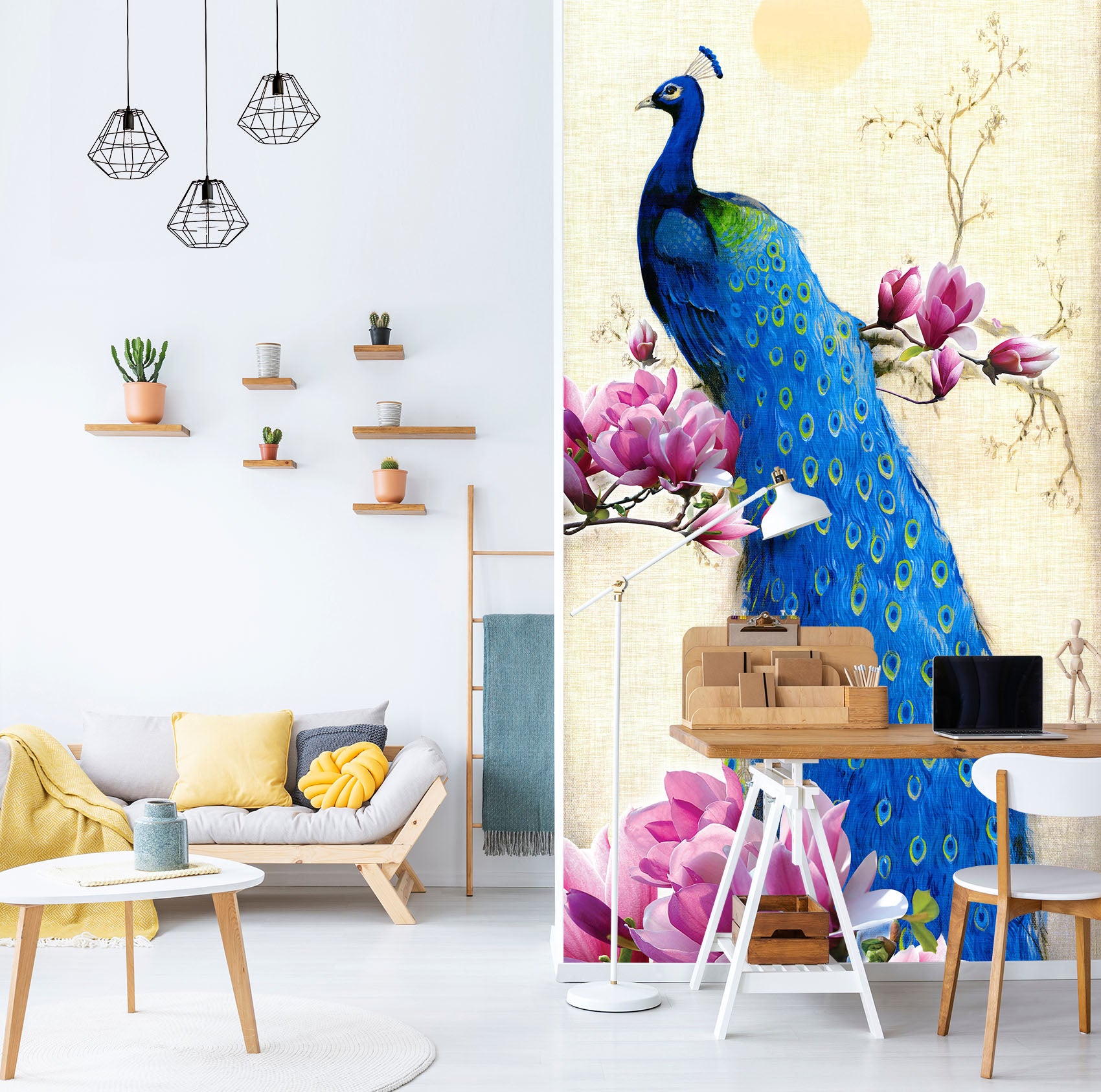 3D Flower Peacock 1842 Wall Murals