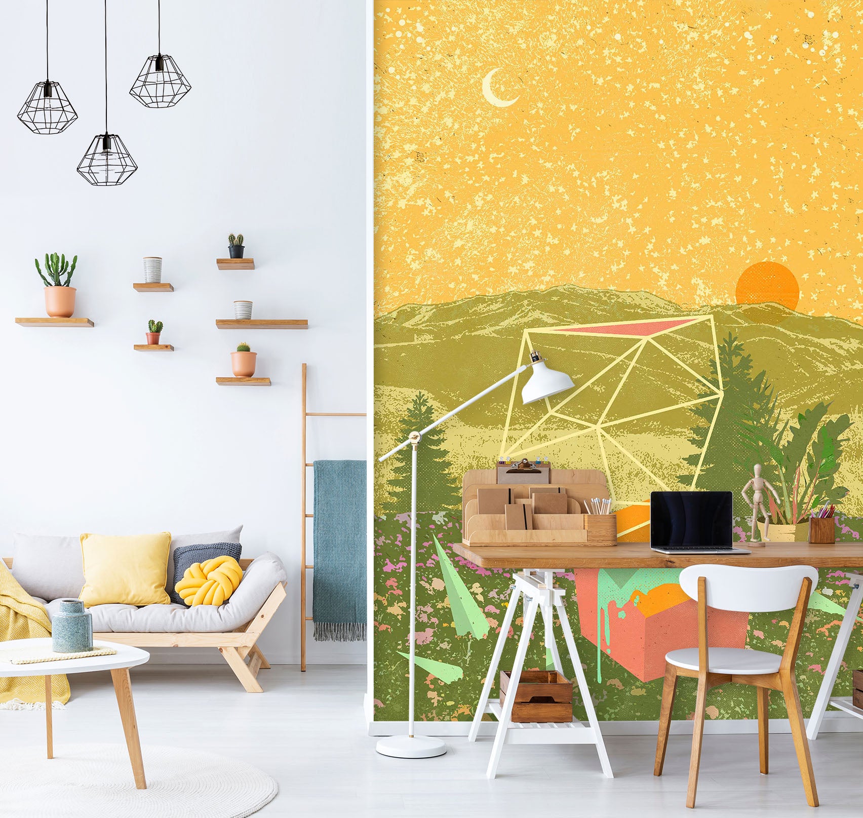 3D Geometric Field 1405 Showdeer Wall Mural Wall Murals