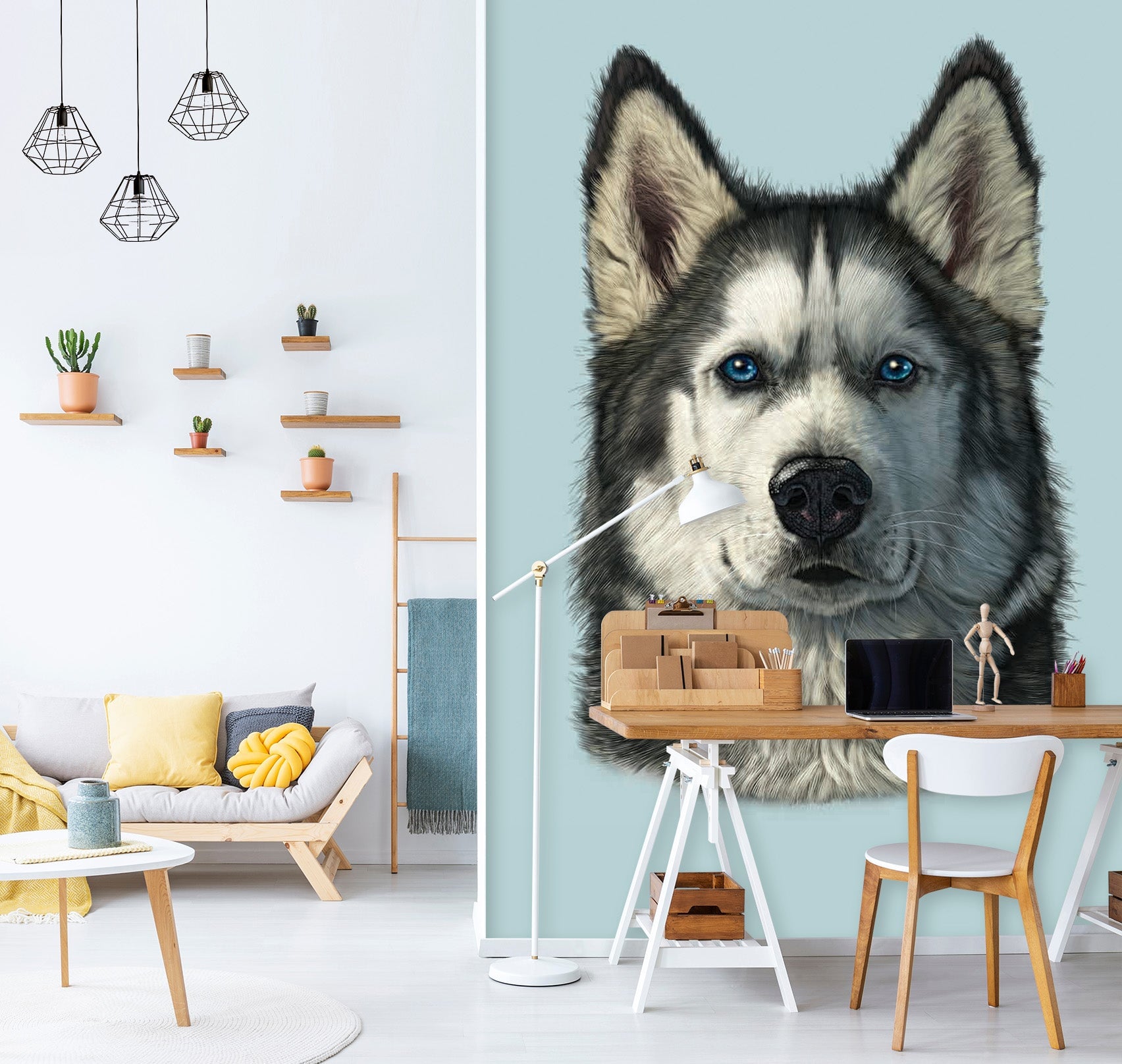3D Husky Portrait 1522 Wall Murals Exclusive Designer Vincent Wallpaper AJ Wallpaper 