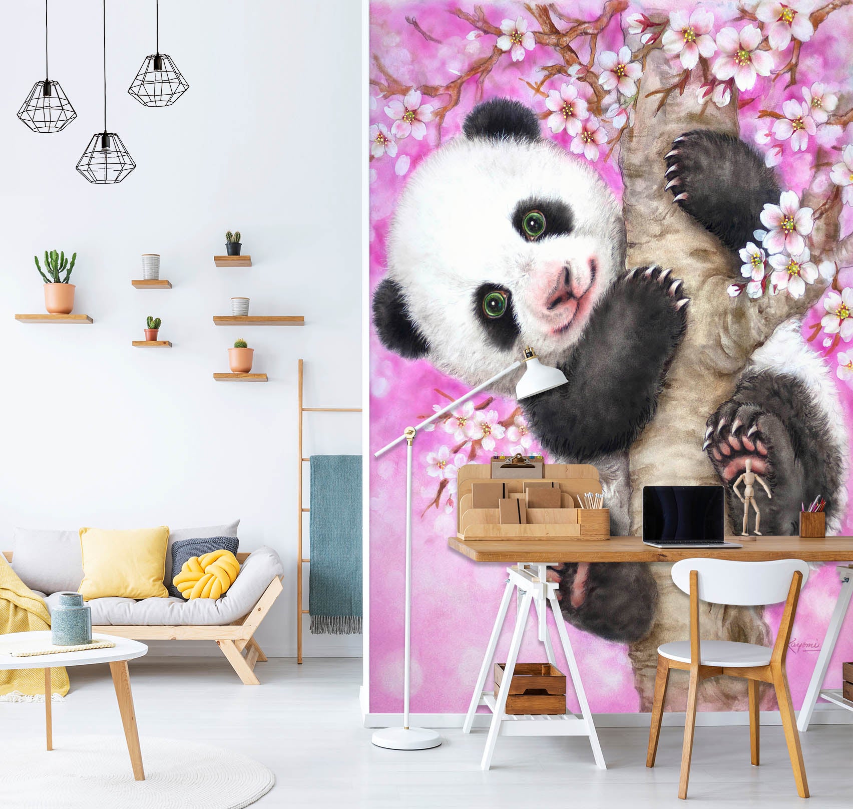3D Peach Tree Panda 5555 Kayomi Harai Wall Mural Wall Murals