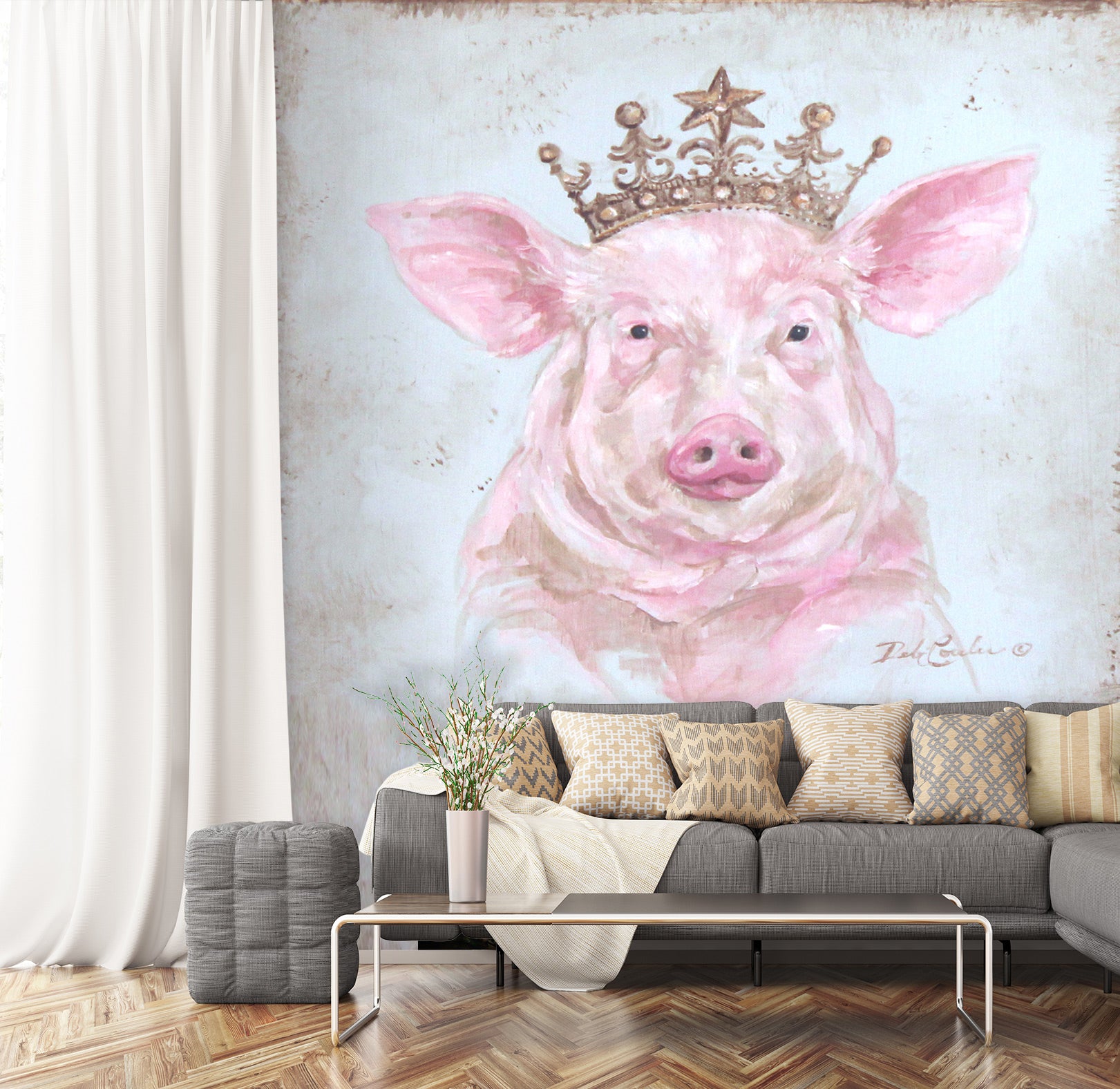 3D Pig Crown 3161 Debi Coules Wall Mural Wall Murals