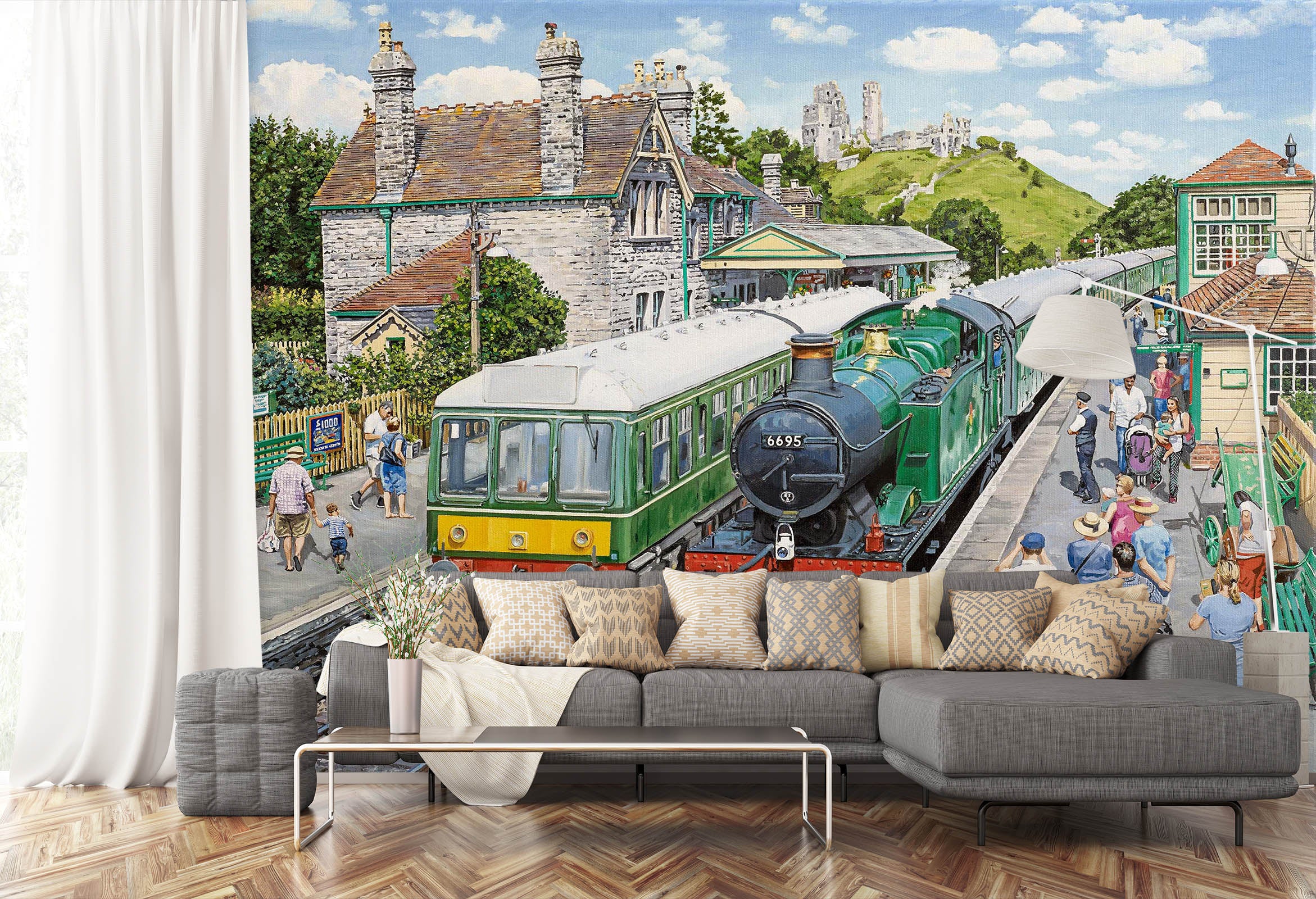 3D Corfe Castle Station 1015 Trevor Mitchell Wall Mural Wall Murals