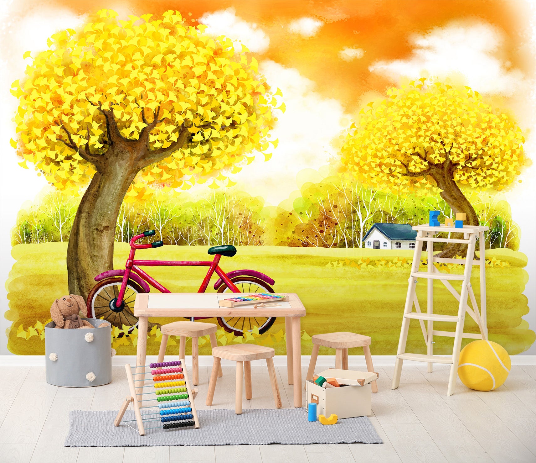 3D Cartoon Bicycle 036 Wall Murals