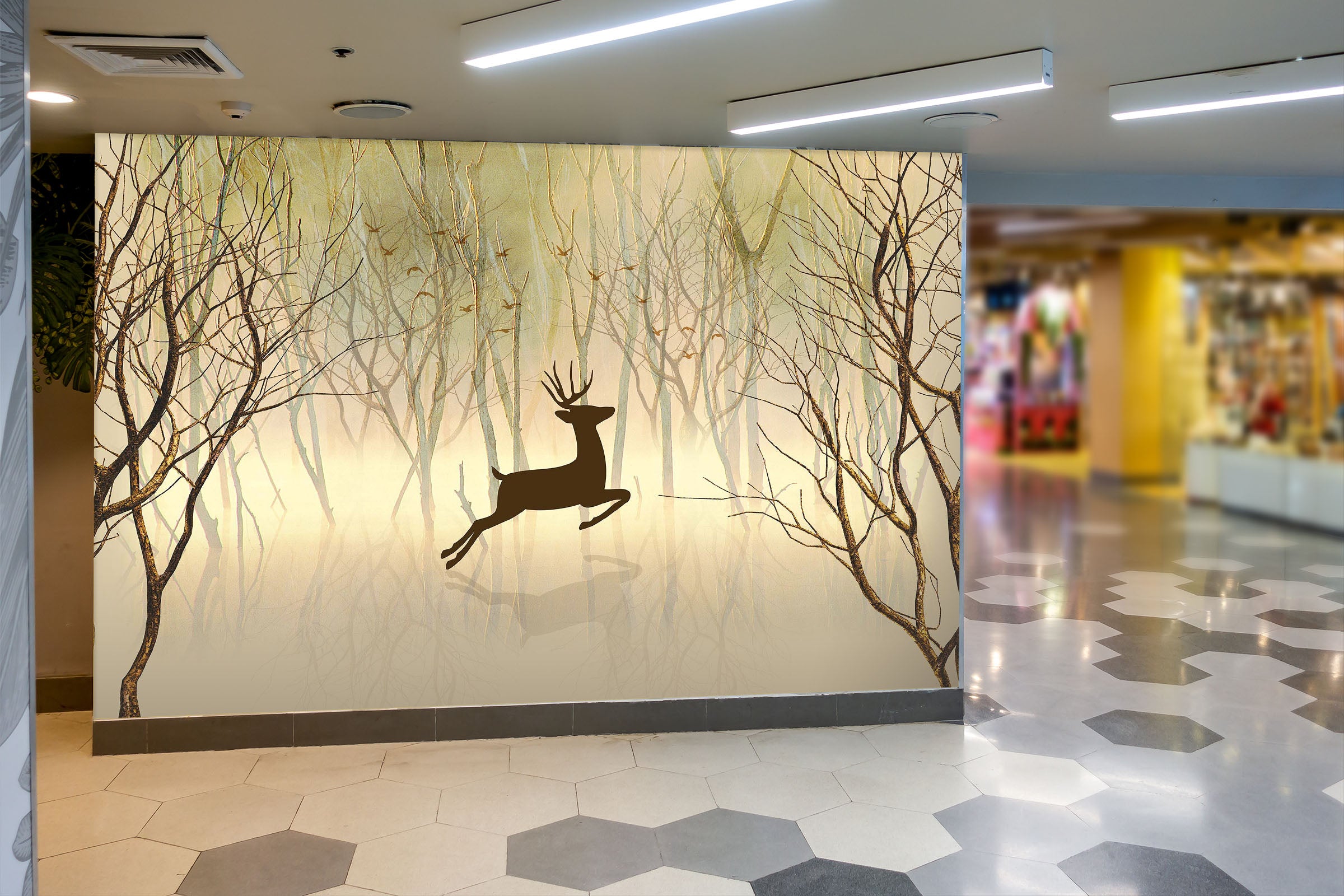 3D Jumping Deer 117 Wall Murals
