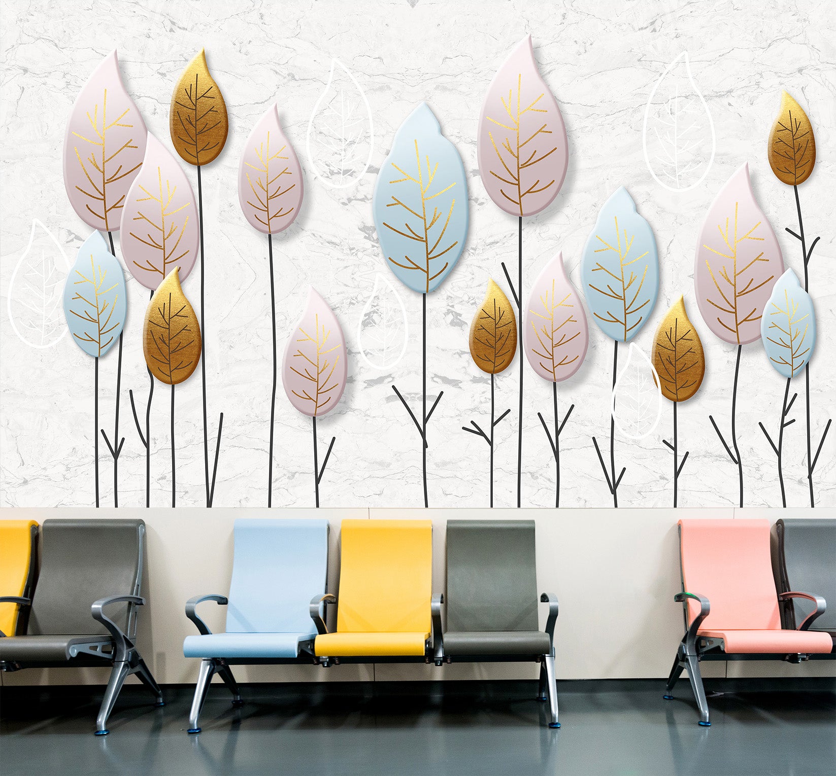 3D Colored Leaves 322 Wall Murals