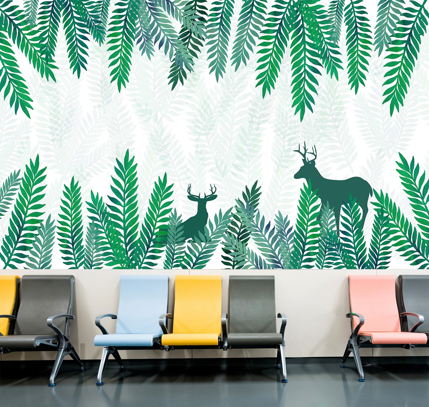 3D Leaf Deer Shadow 342 Wall Murals