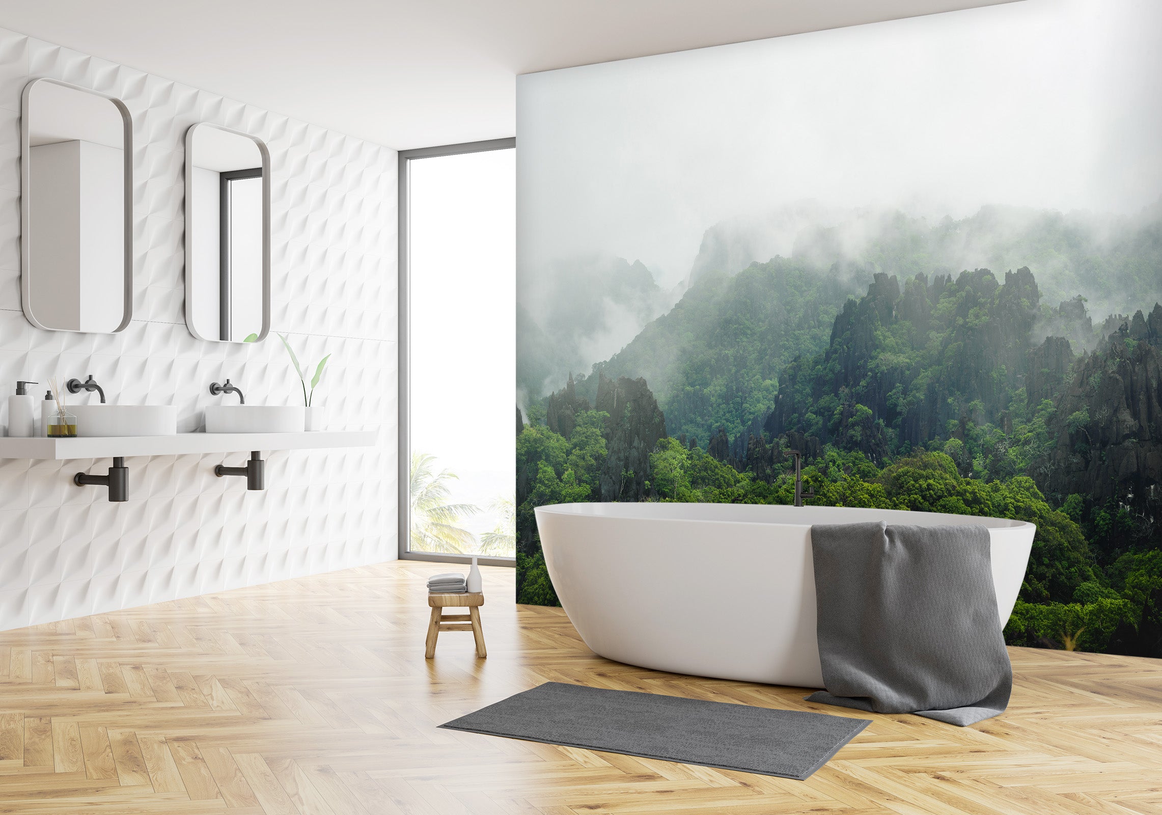 3D Natural Forest Fog 55 Wall Murals