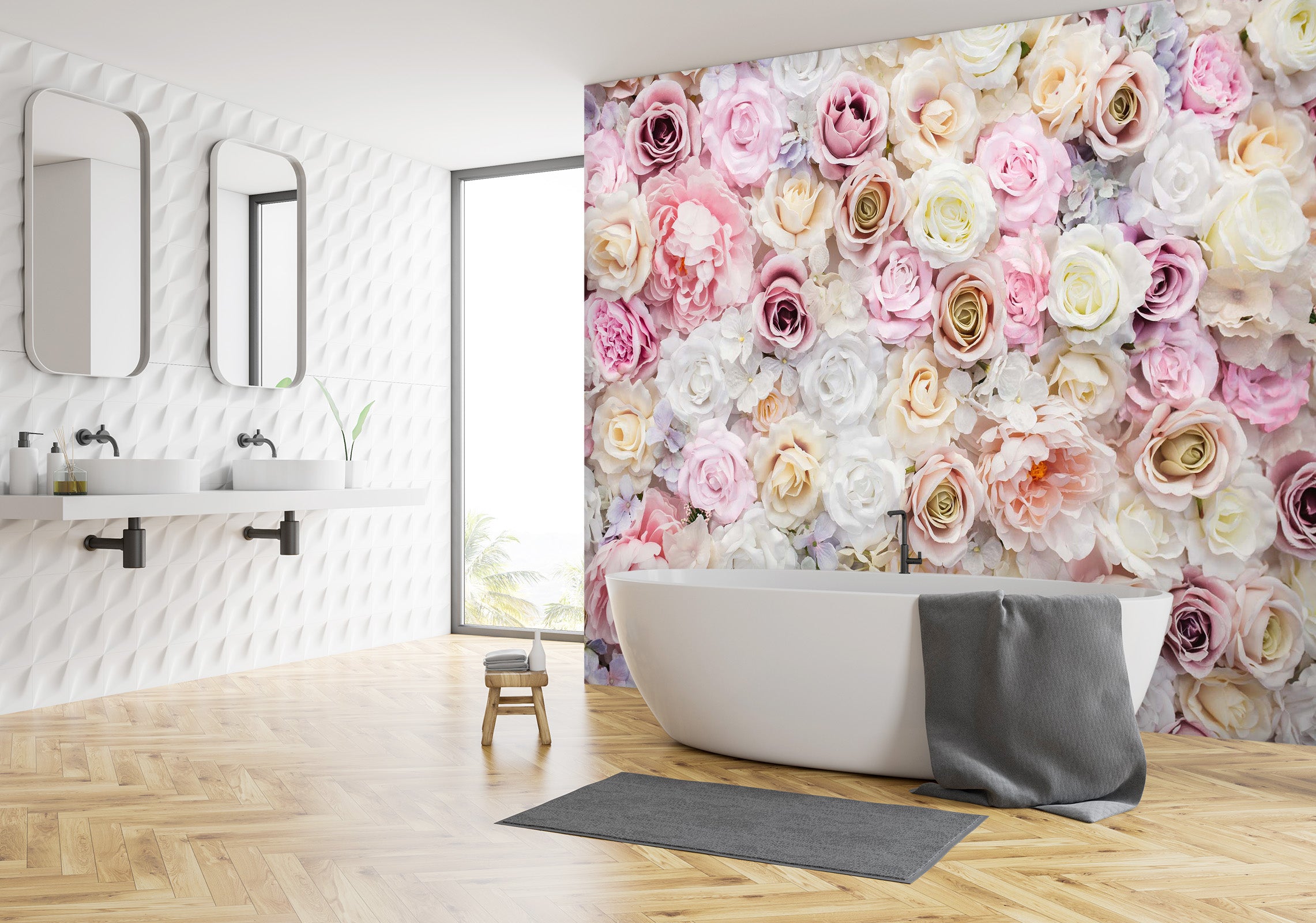 3D Pink Rose Flower 118 Wall Murals