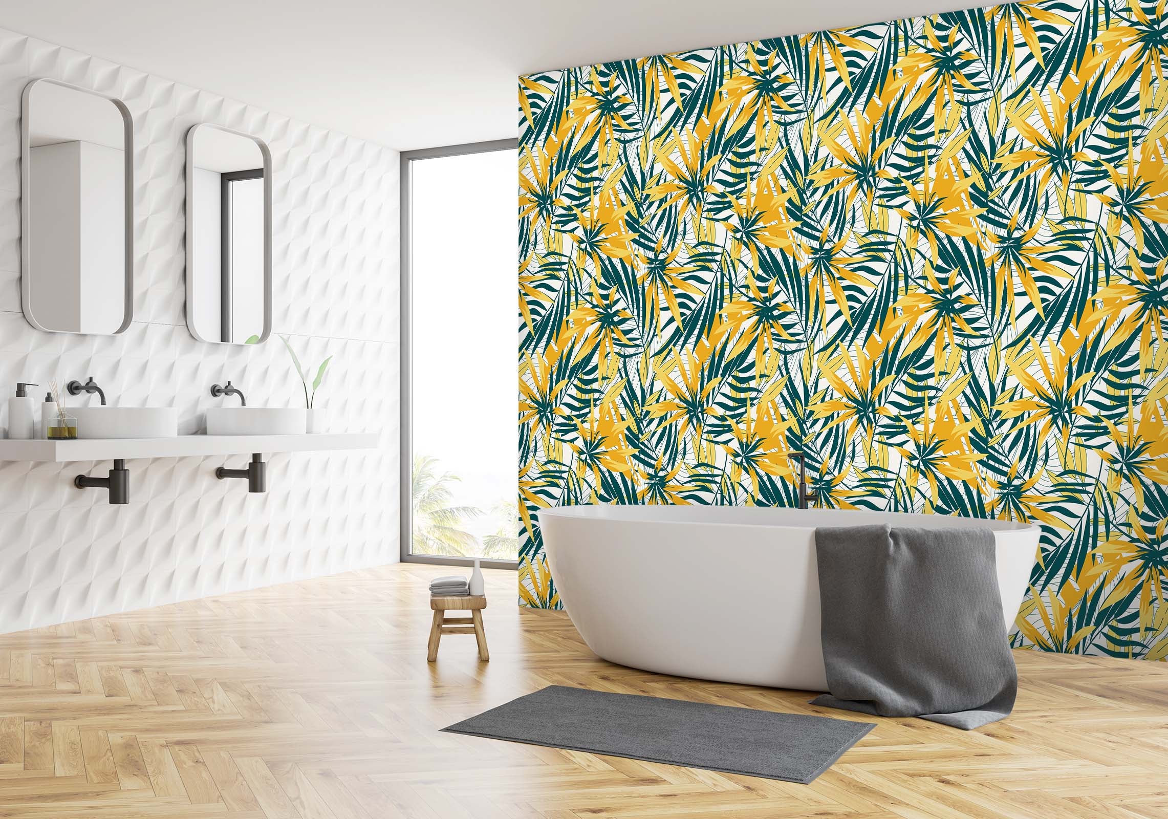 3D Yellow Leaves 67 Wall Murals