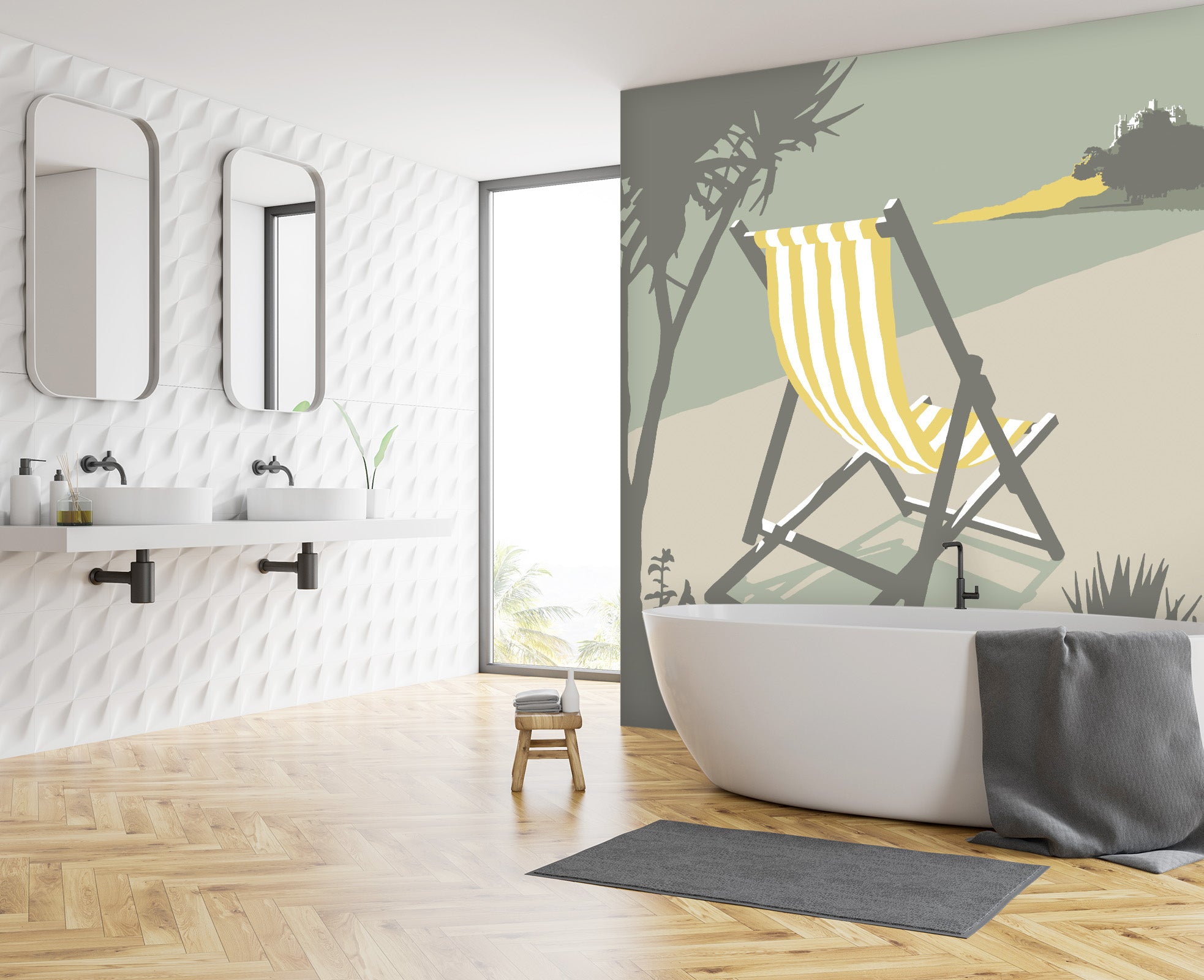 3D Marazion Deckchair 1026 Steve Read Wall Mural Wall Murals