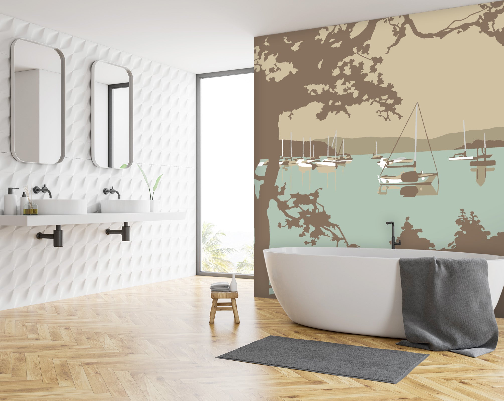 3D Poole Harbour View 1042 Steve Read Wall Mural Wall Murals