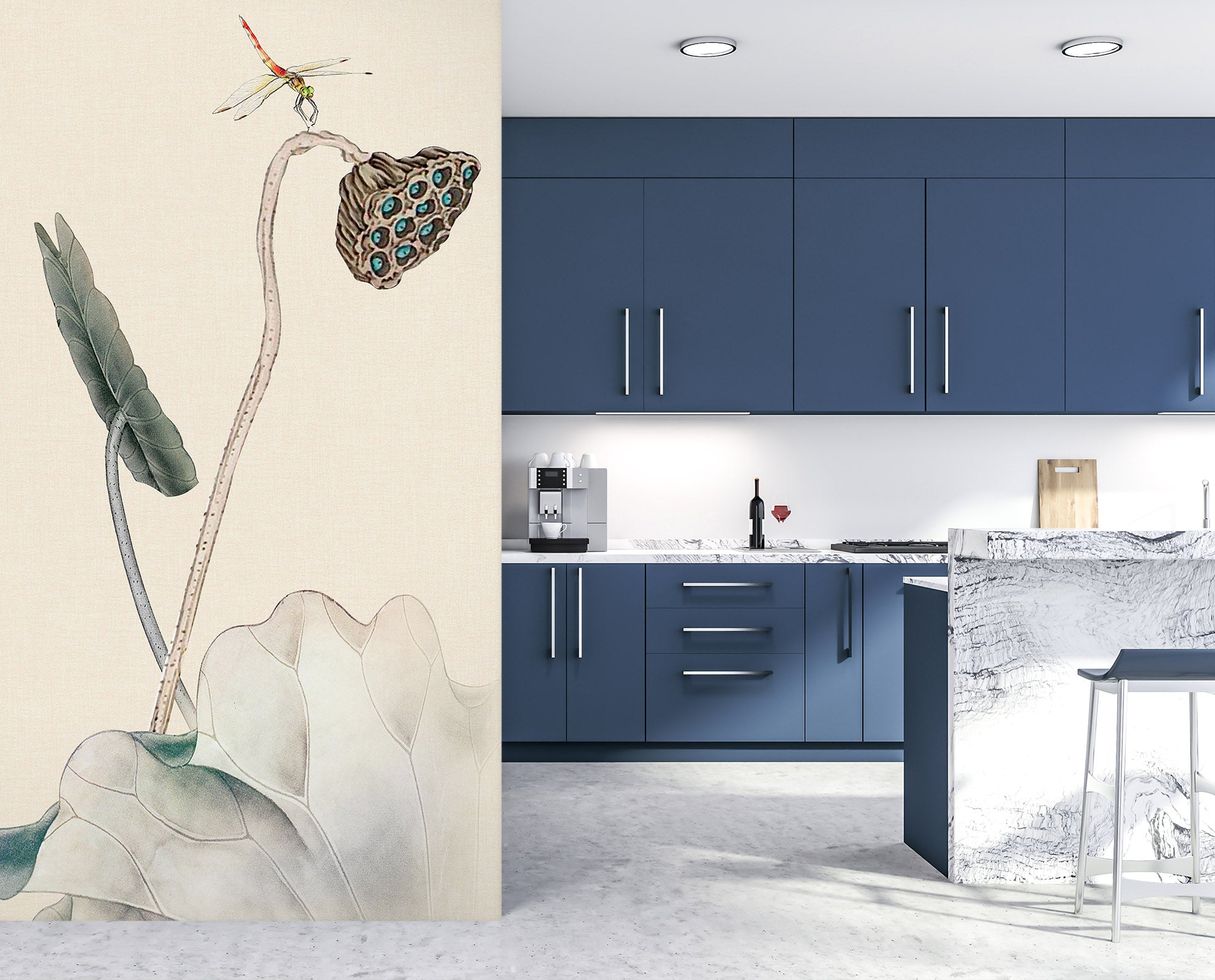 3D Dragonfly Lotus 1816 Wall Murals