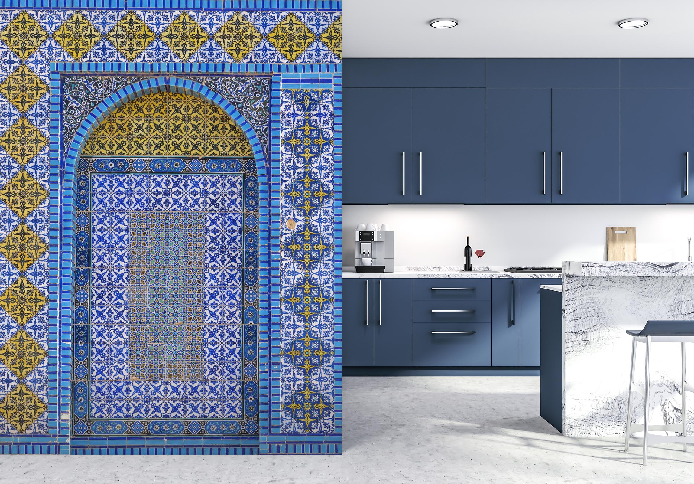 3D Blue Brick Flower 113 Assaf Frank Wall Mural Wall Murals