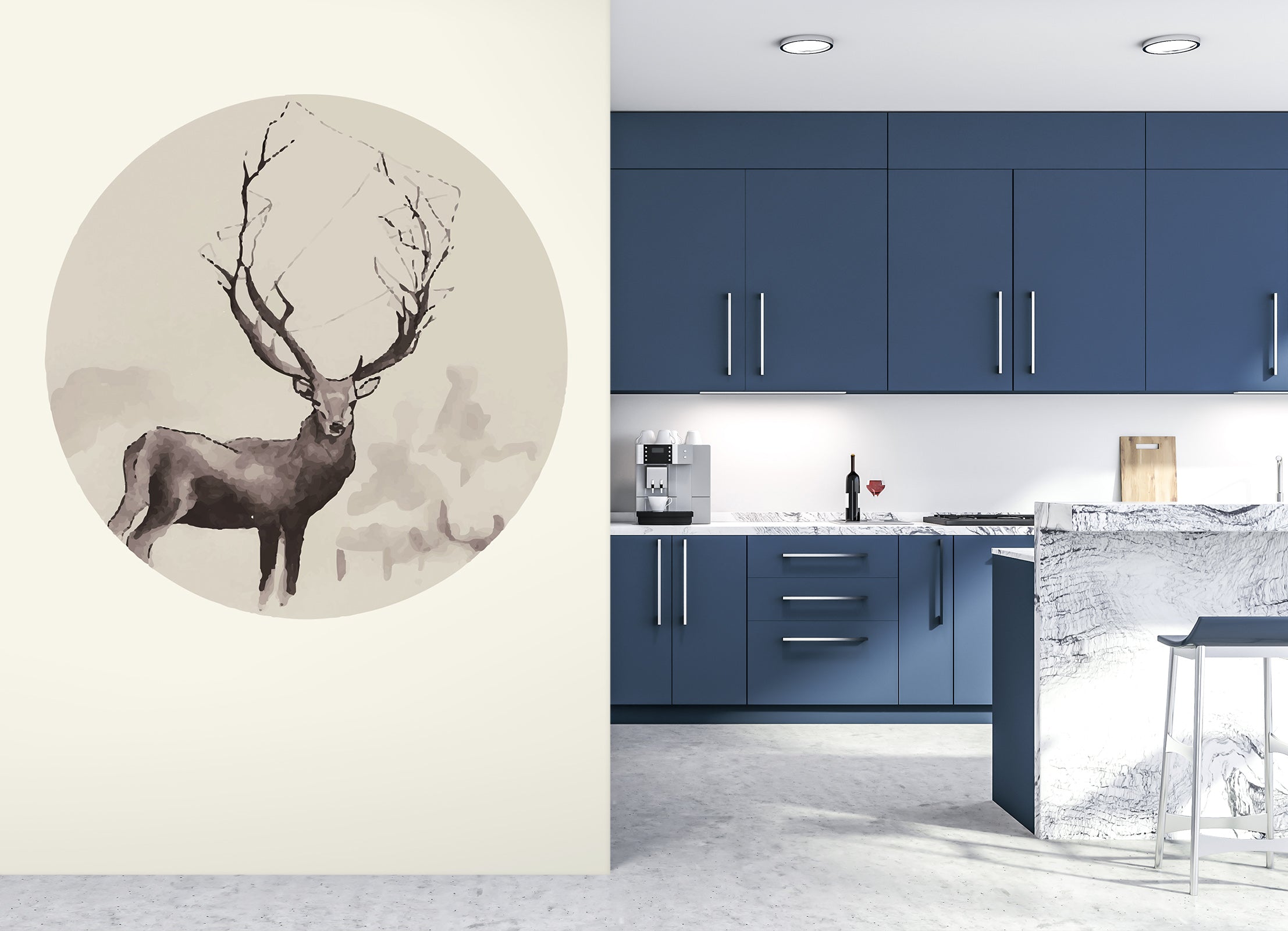 3D Grey Fawn 048 Wall Murals
