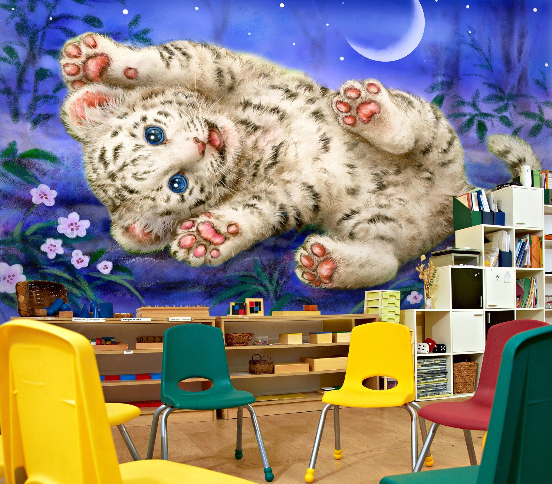 3D Cute Lion Moon 5404 Kayomi Harai Wall Mural Wall Murals