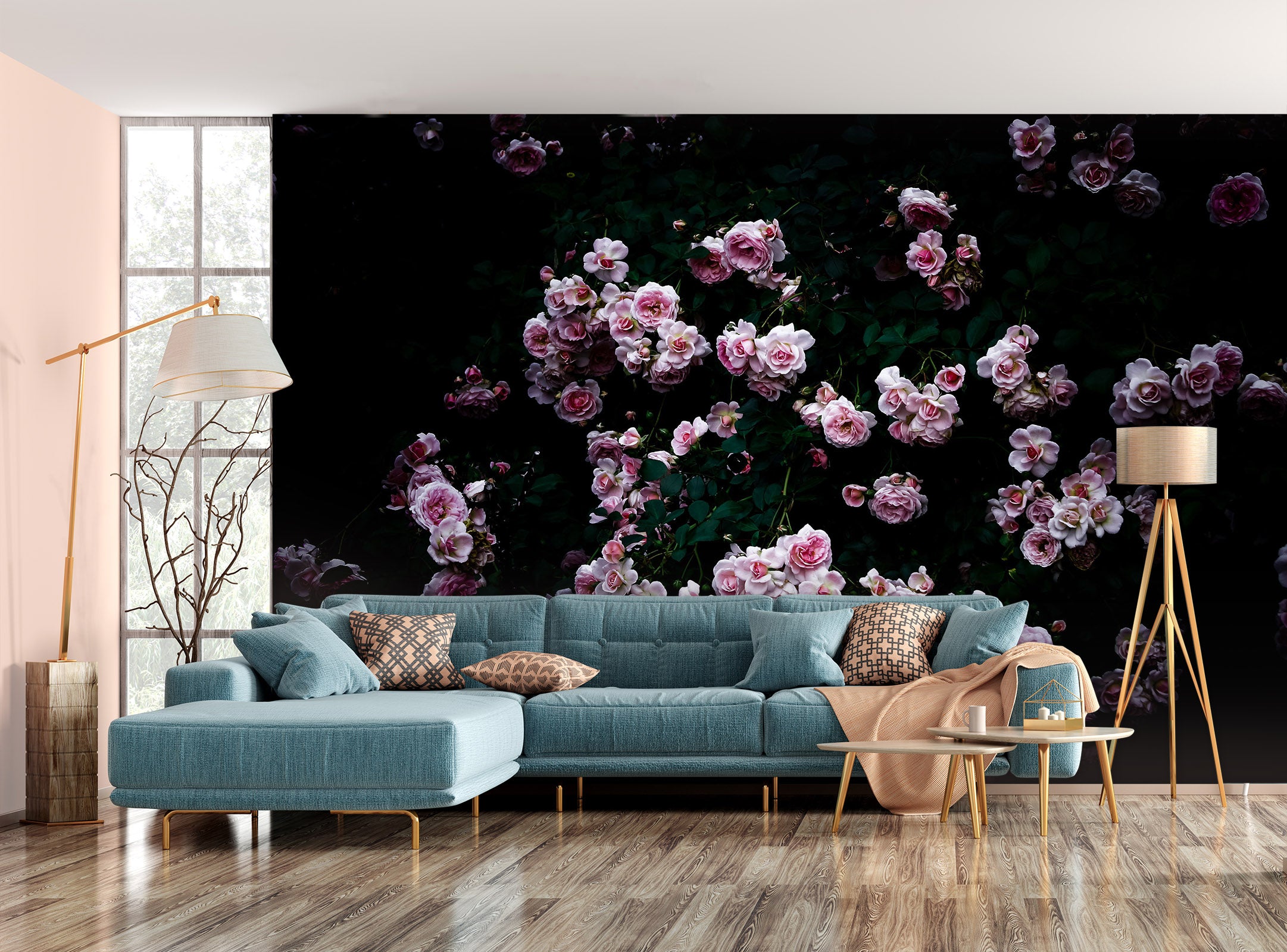 3D Pink Flowers 105 Noirblanc777 Wall Mural Wall Murals