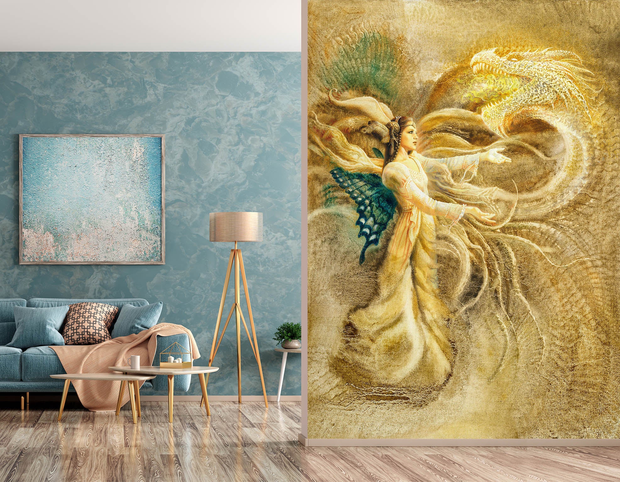 3D Butterfly Wings Golden Elf 7151 Ciruelo Wall Mural Wall Murals