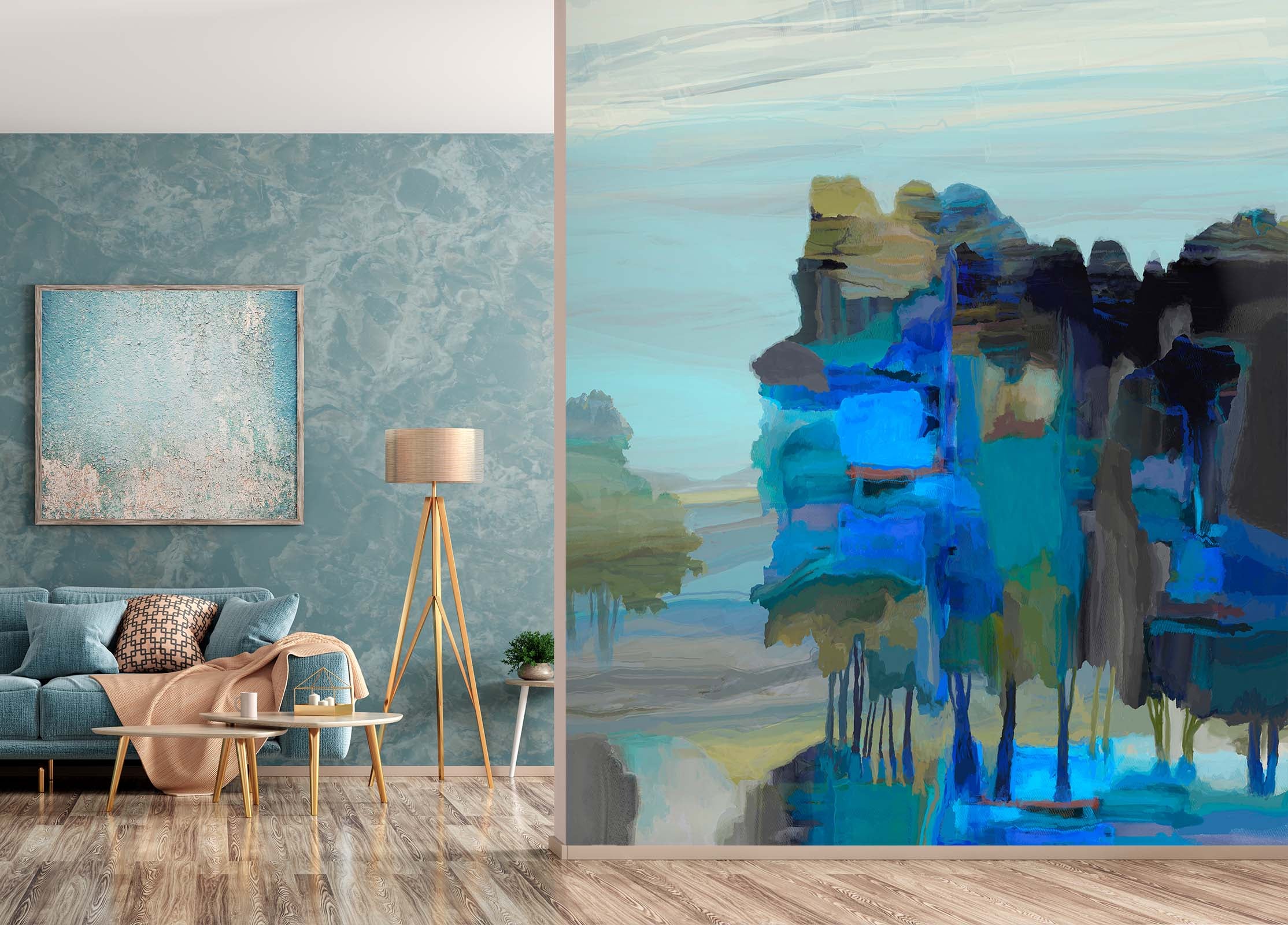 3D Blue Lake 1427 Michael Tienhaara Wall Mural Wall Murals