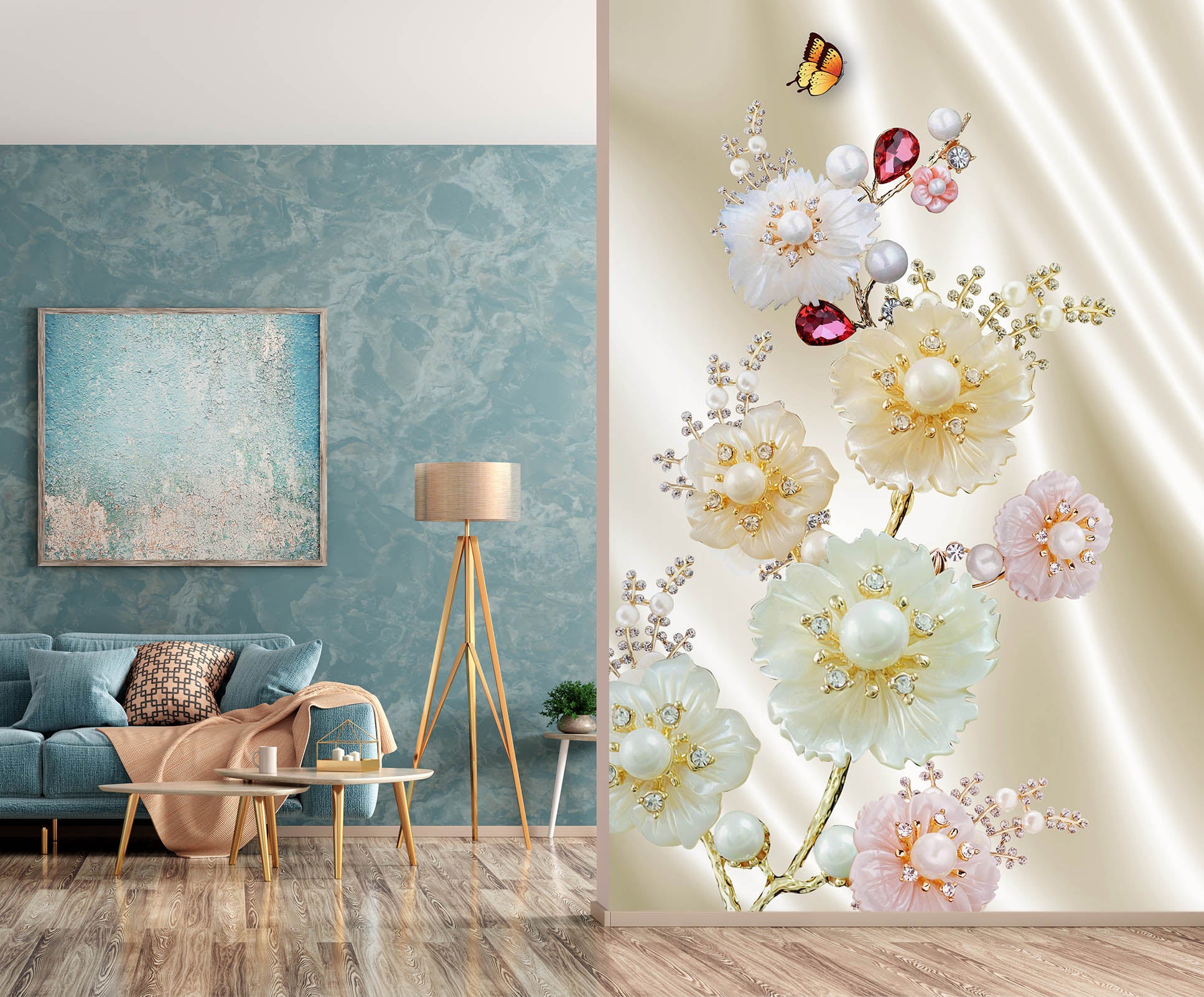 3D Pearl Chrysanthemum 1848 Wall Murals