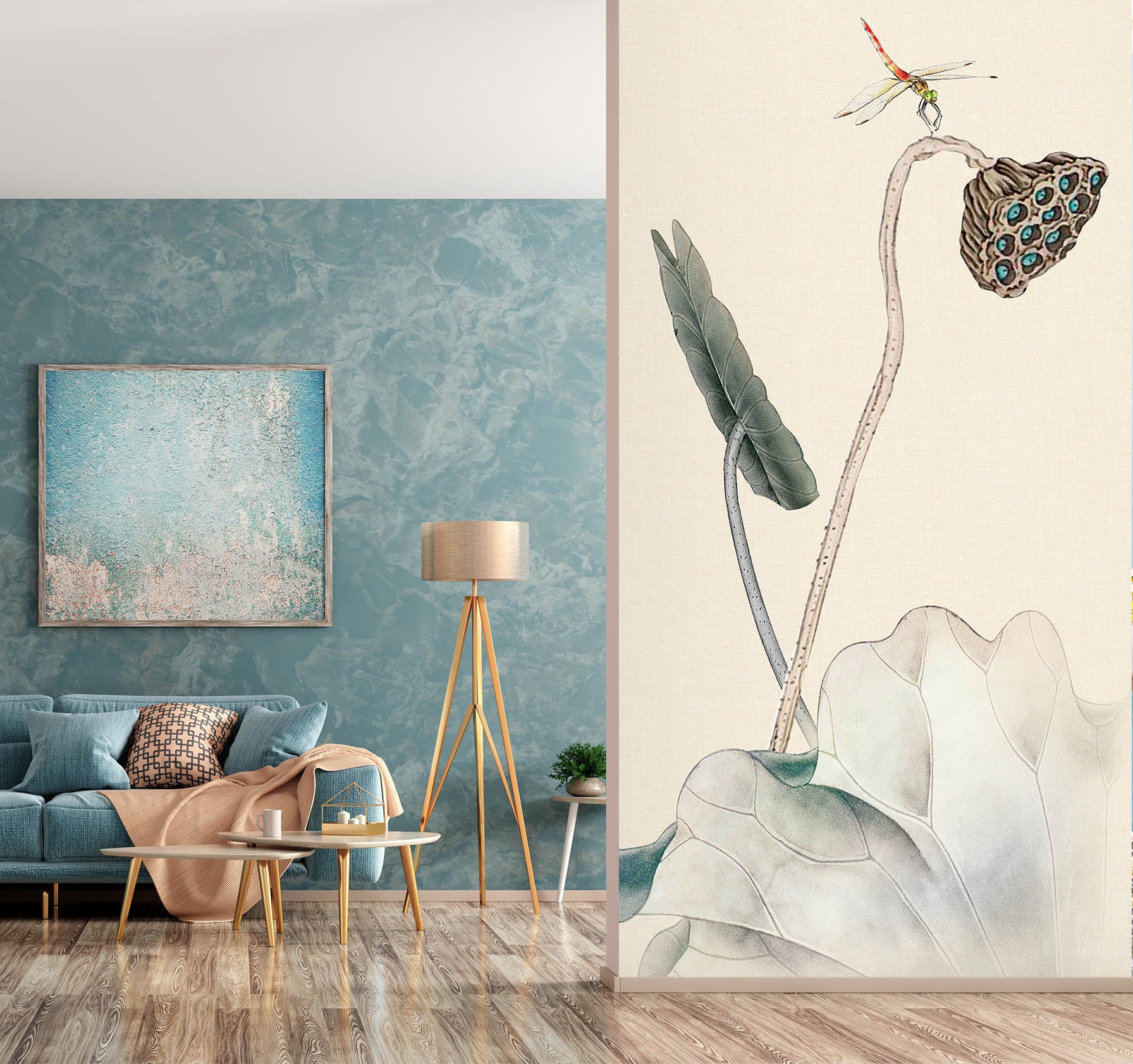 3D Dragonfly Lotus 1816 Wall Murals