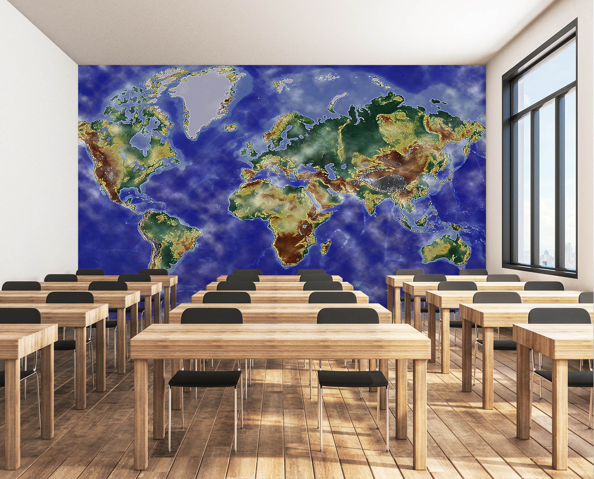 3D Exquisite Painting 2142 World Map Wall Murals