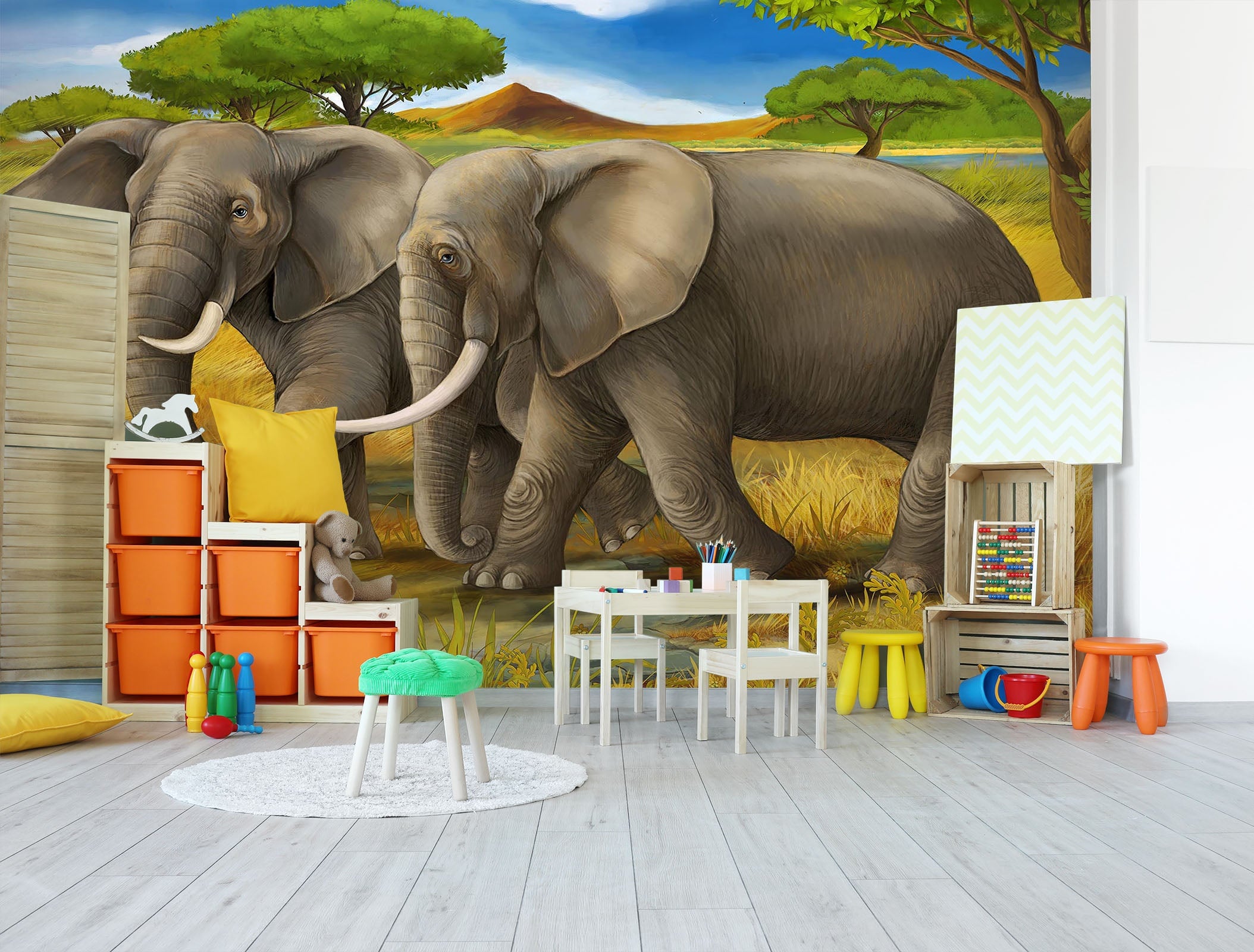3D Steppe Elephant 050 Wall Murals Wallpaper AJ Wallpaper 2 
