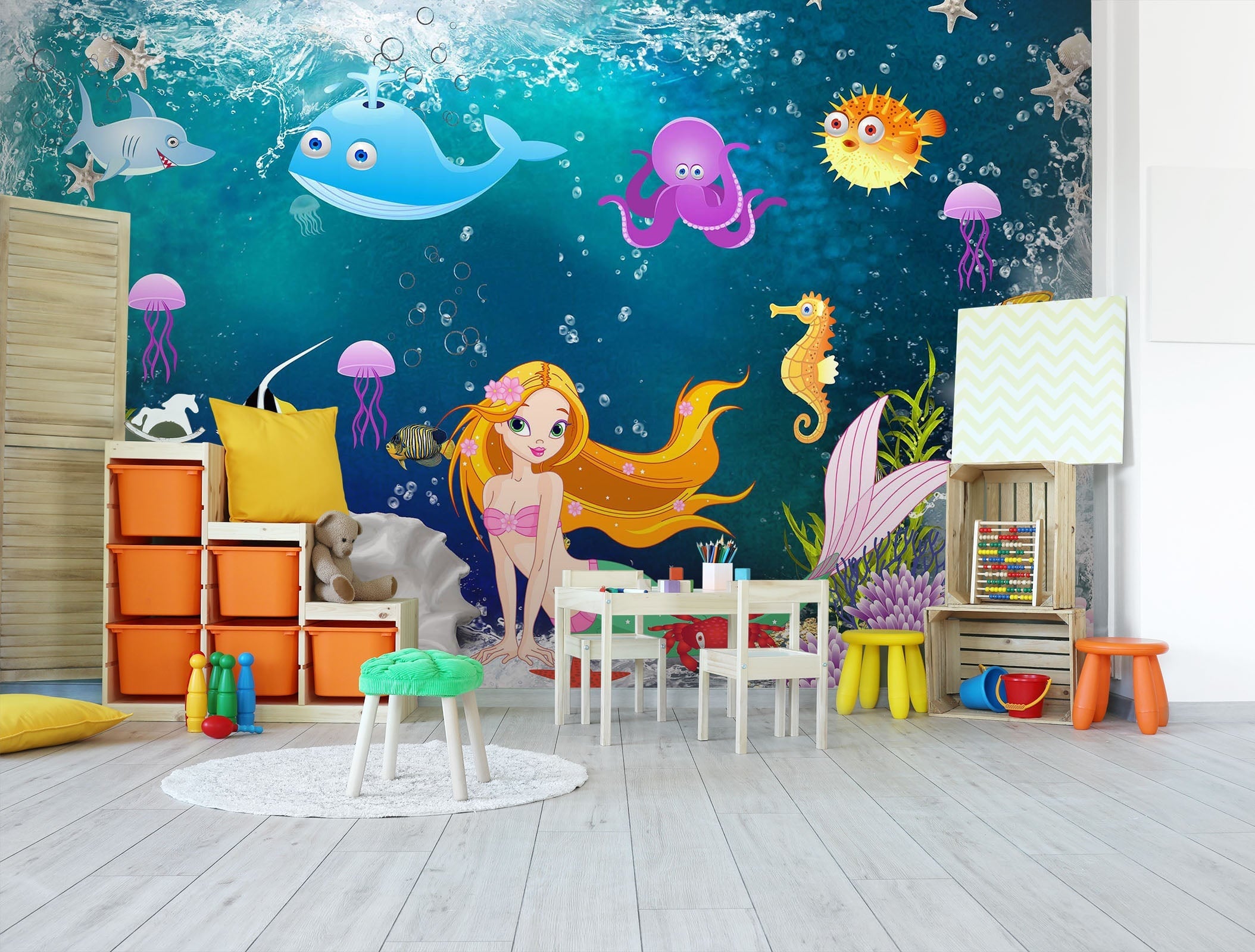 3D Mermaid Dolphin 021 Wall Murals Wallpaper AJ Wallpaper 2 