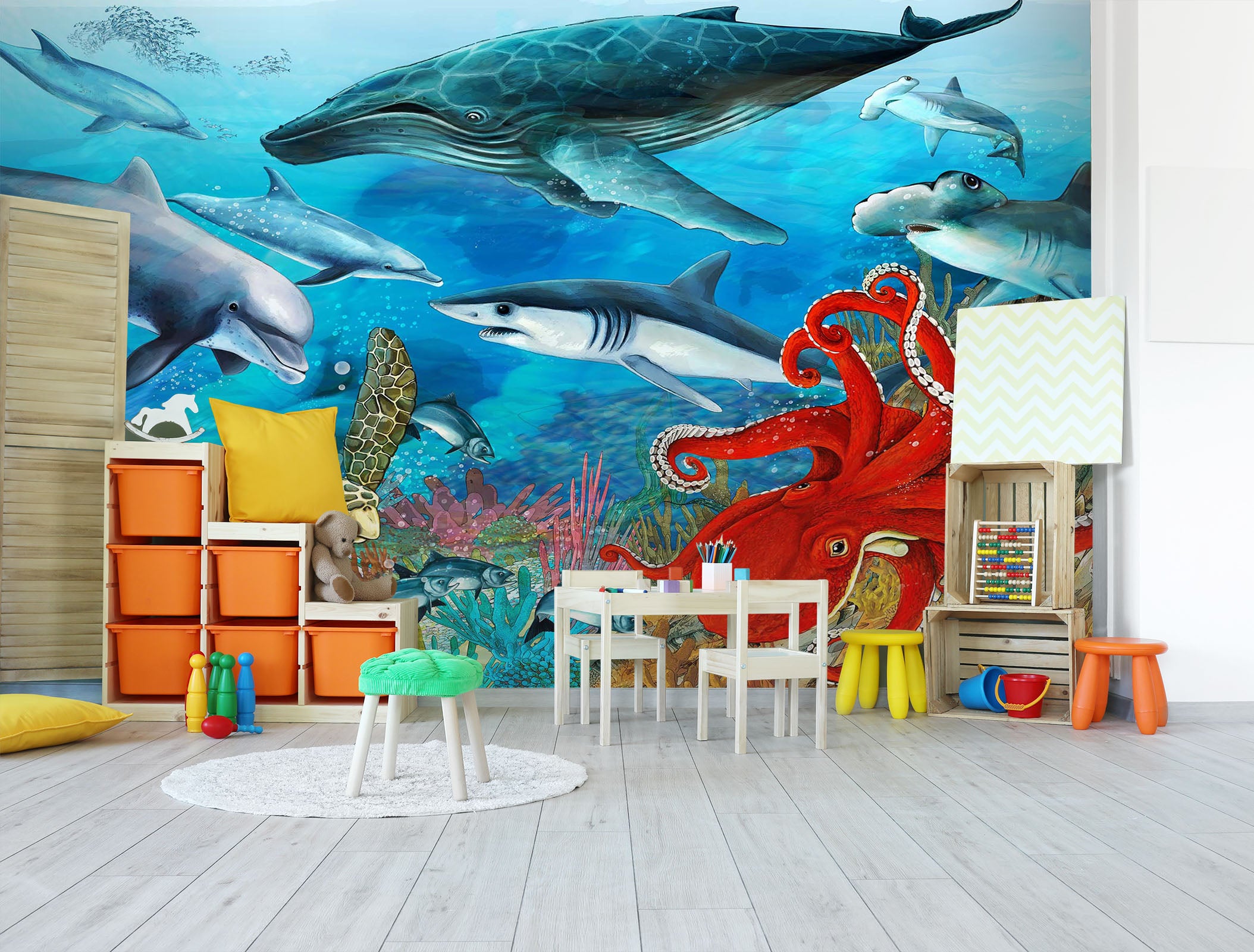 3D Dolphin Shark Turtle 278 Wall Murals