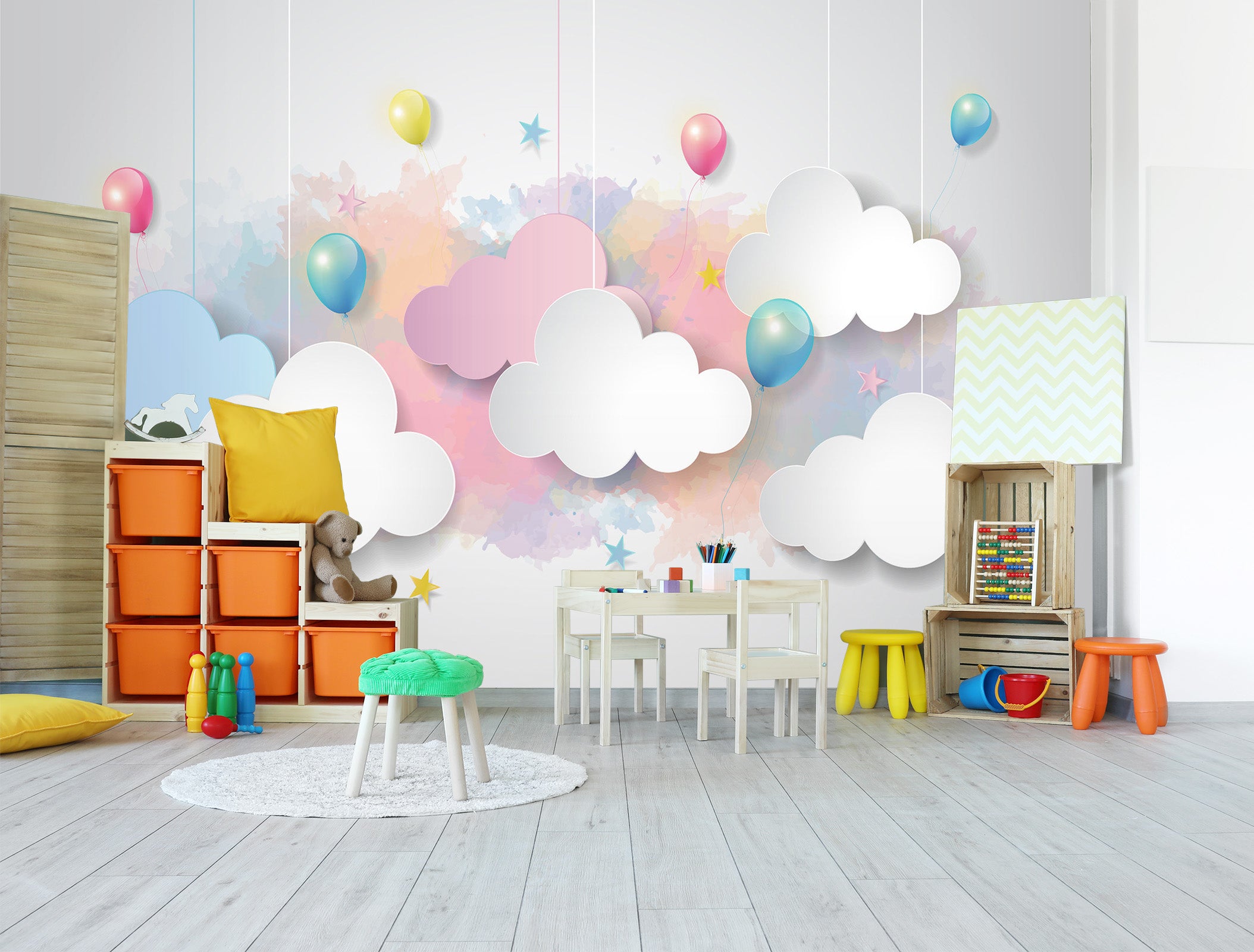 3D Colorful Cloud Balloon 283 Wall Murals