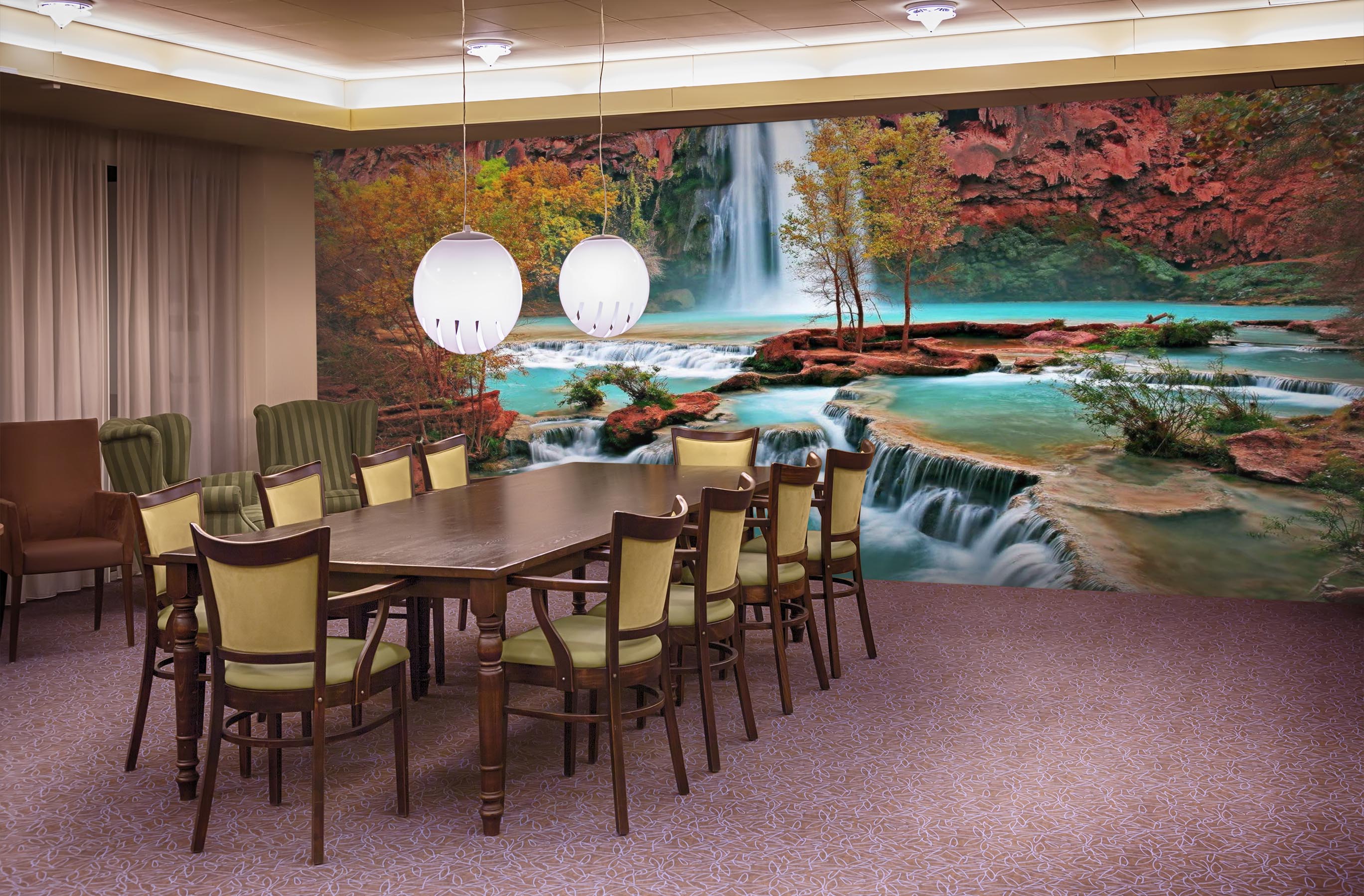 3D Waterfall Autumn 184 Wall Murals