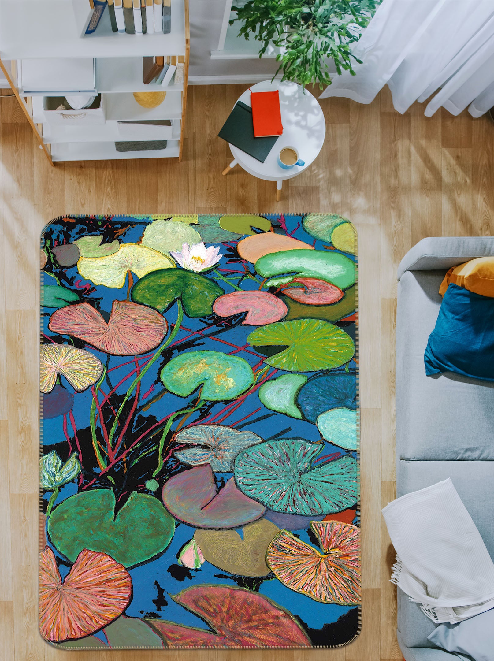 3D Painting Lotus Leaf 3041 Allan P. Friedlander Rug Non Slip Rug Mat