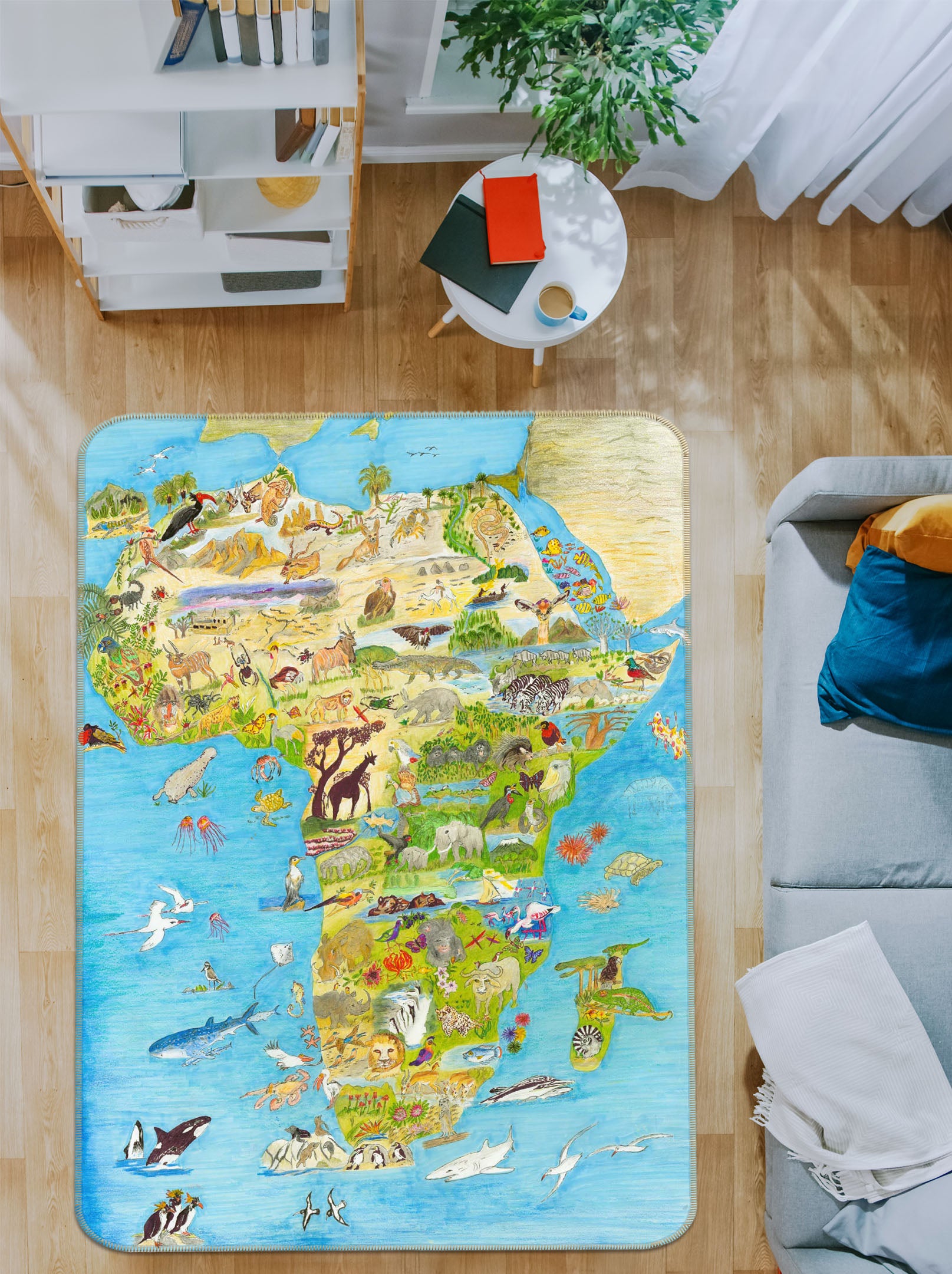 3D Animal Atlas 1516 Michael Sewell Rug Non Slip Rug Mat