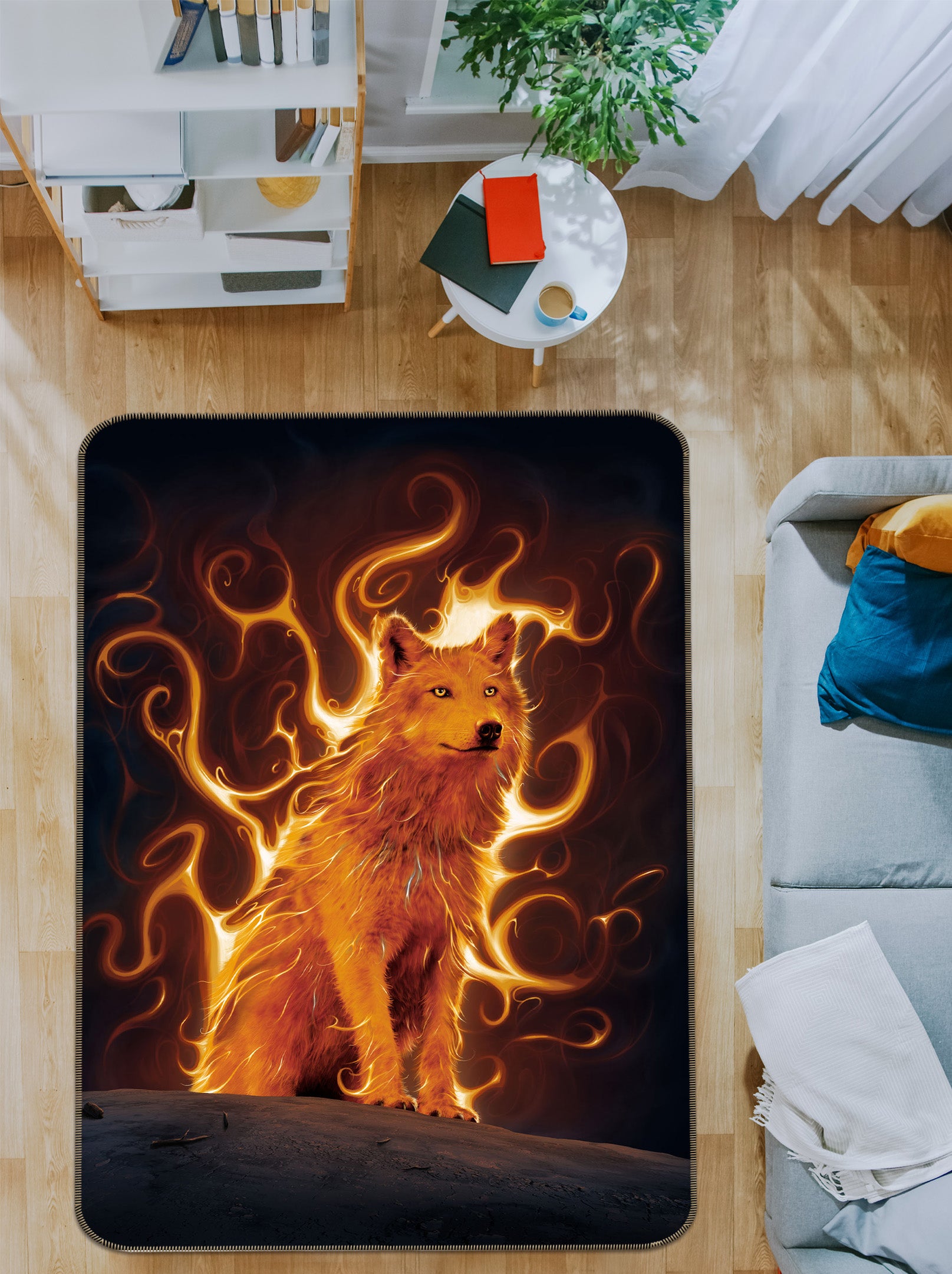 3D Phoenix Wolf Def 1058 Vincent Hie Rug Non Slip Rug Mat
