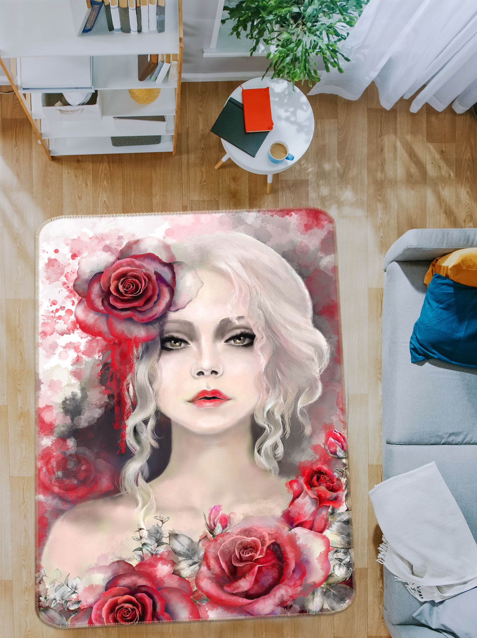 3D Rose Dress Lady 1062 Non Slip Rug Mat