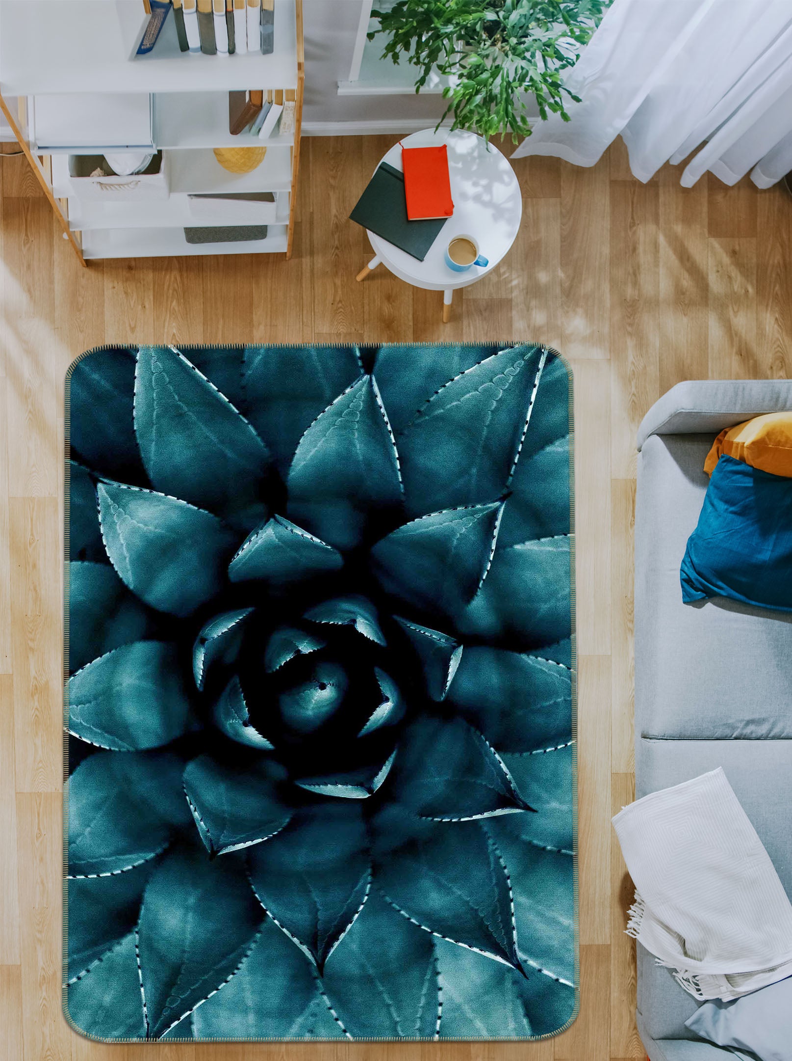 3D Cactus 1002 Boris Draschoff Rug Non Slip Rug Mat