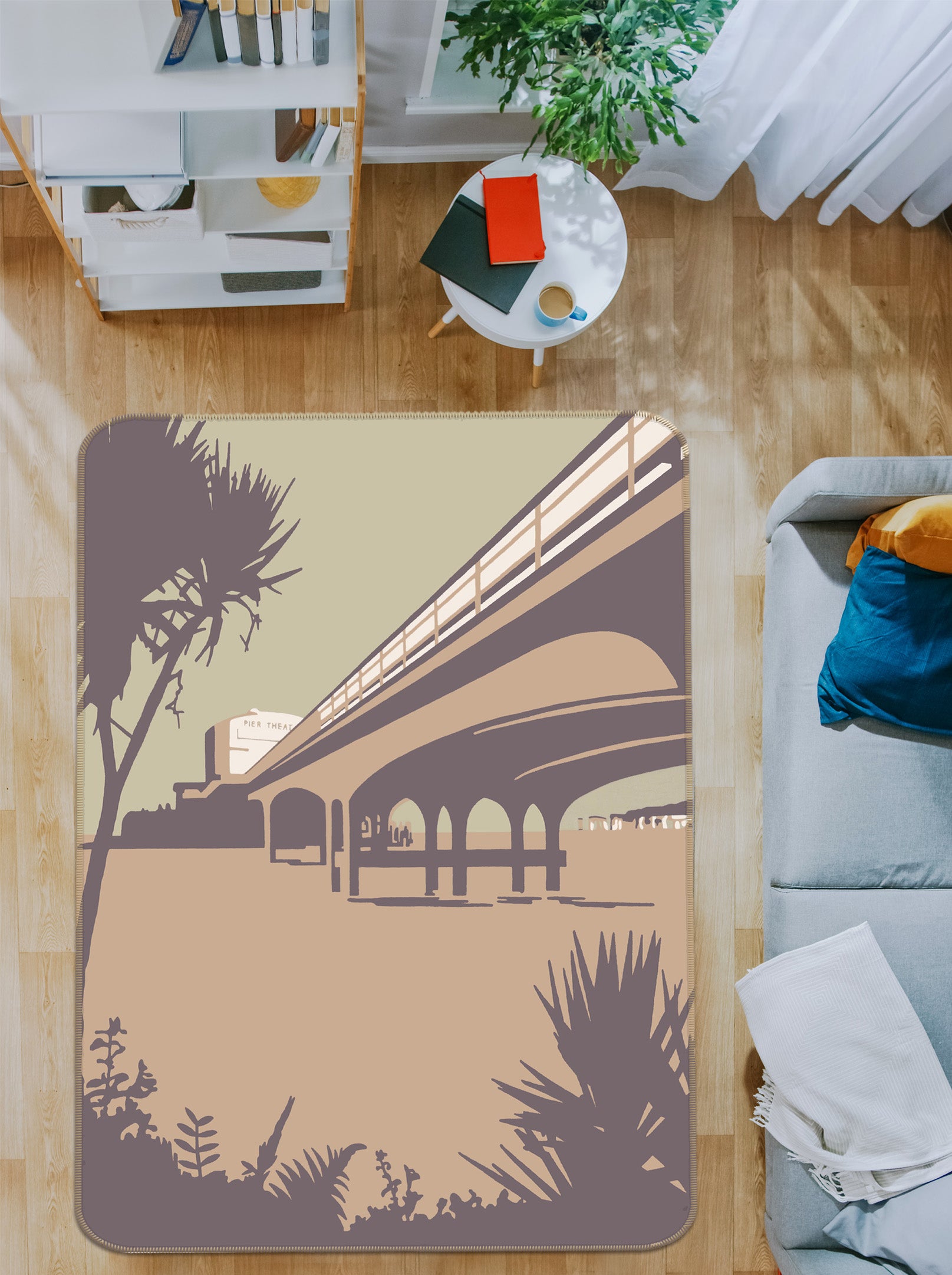 3D Bournemouth Pier Beaches 1105 Steve Read Rug Non Slip Rug Mat