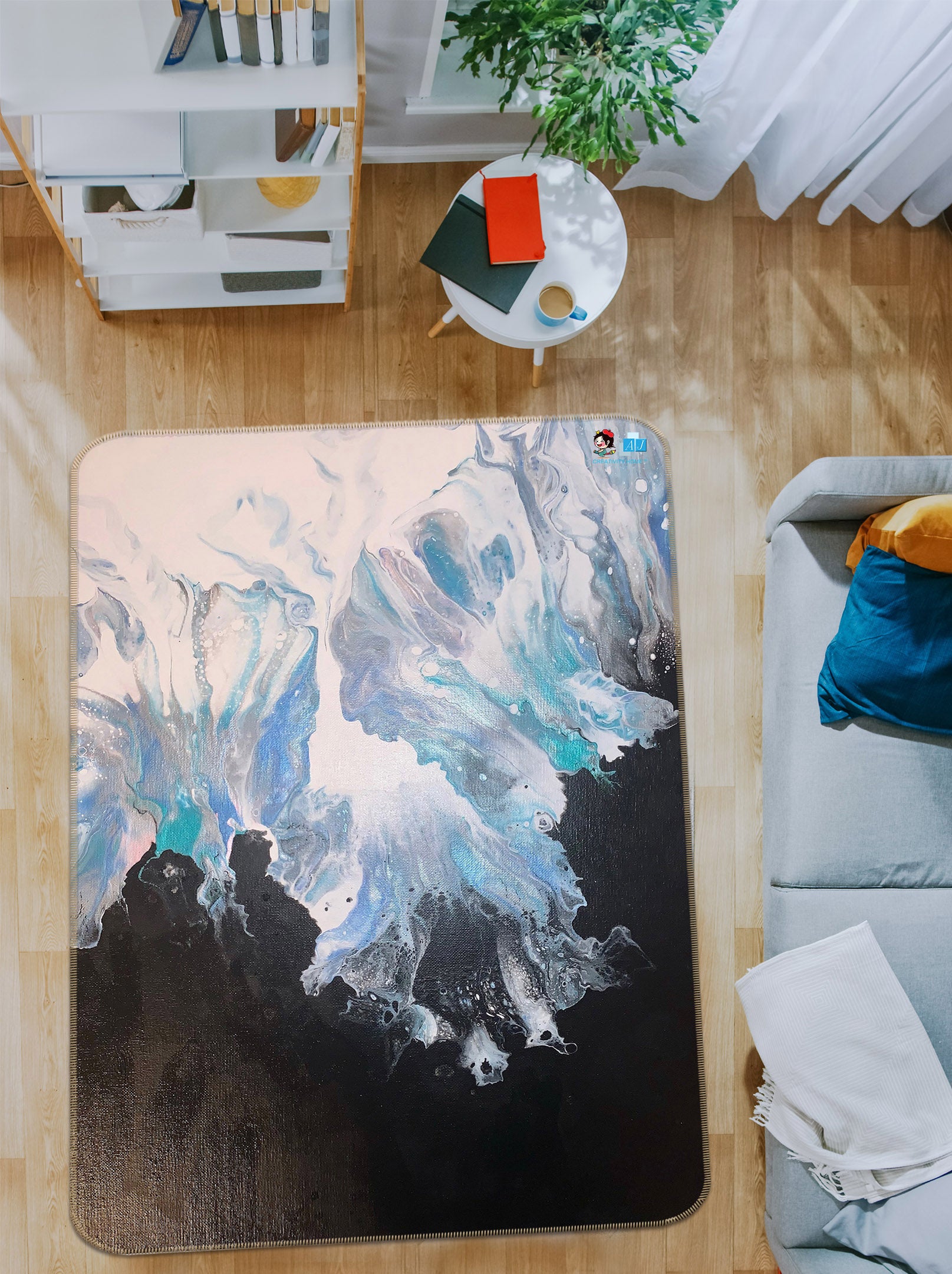 3D Black Light Blue 40021 Valerie Latrice Rug Non Slip Rug Mat