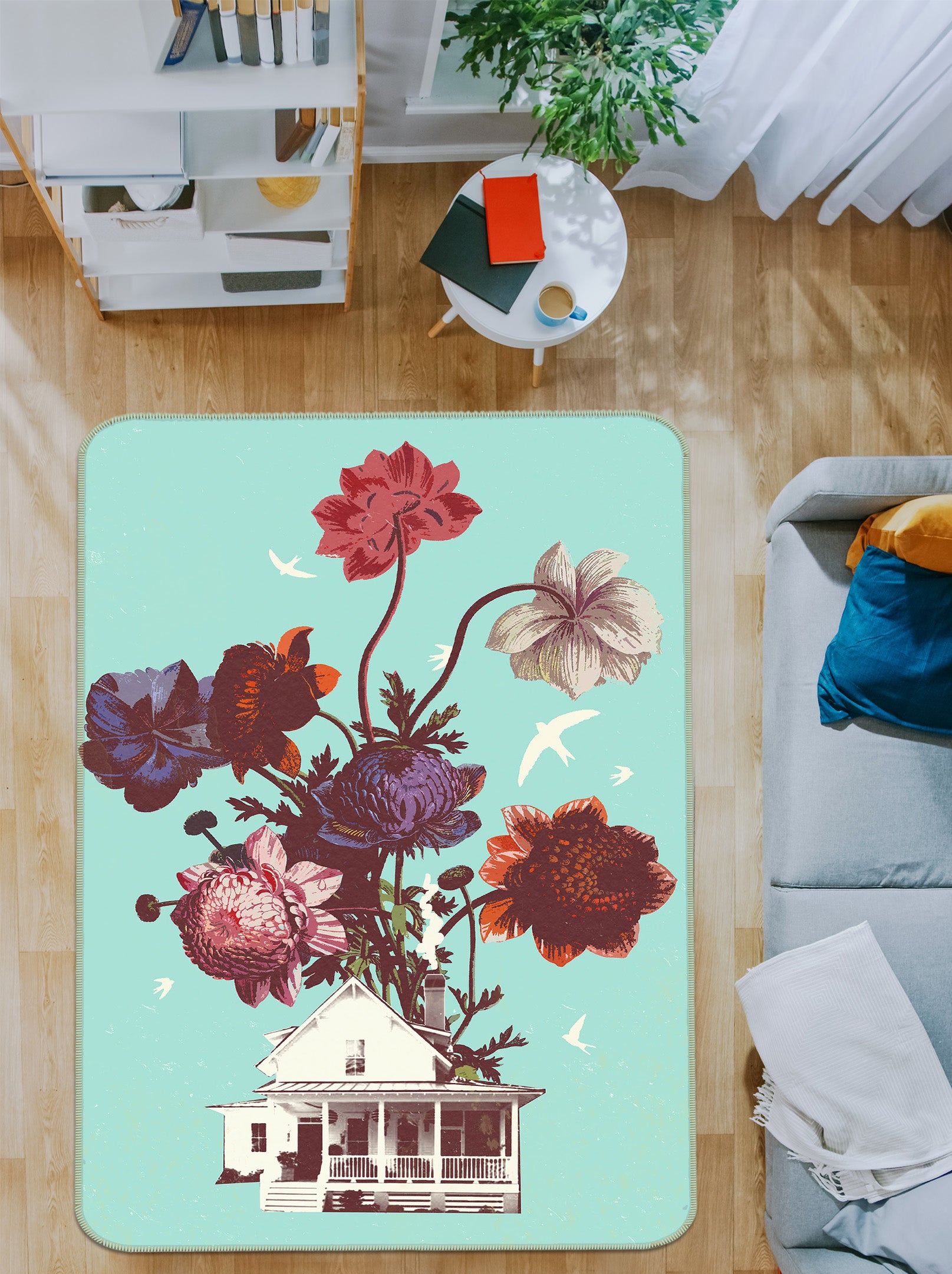 3D Flower House 1004 Showdeer Rug Non Slip Rug Mat