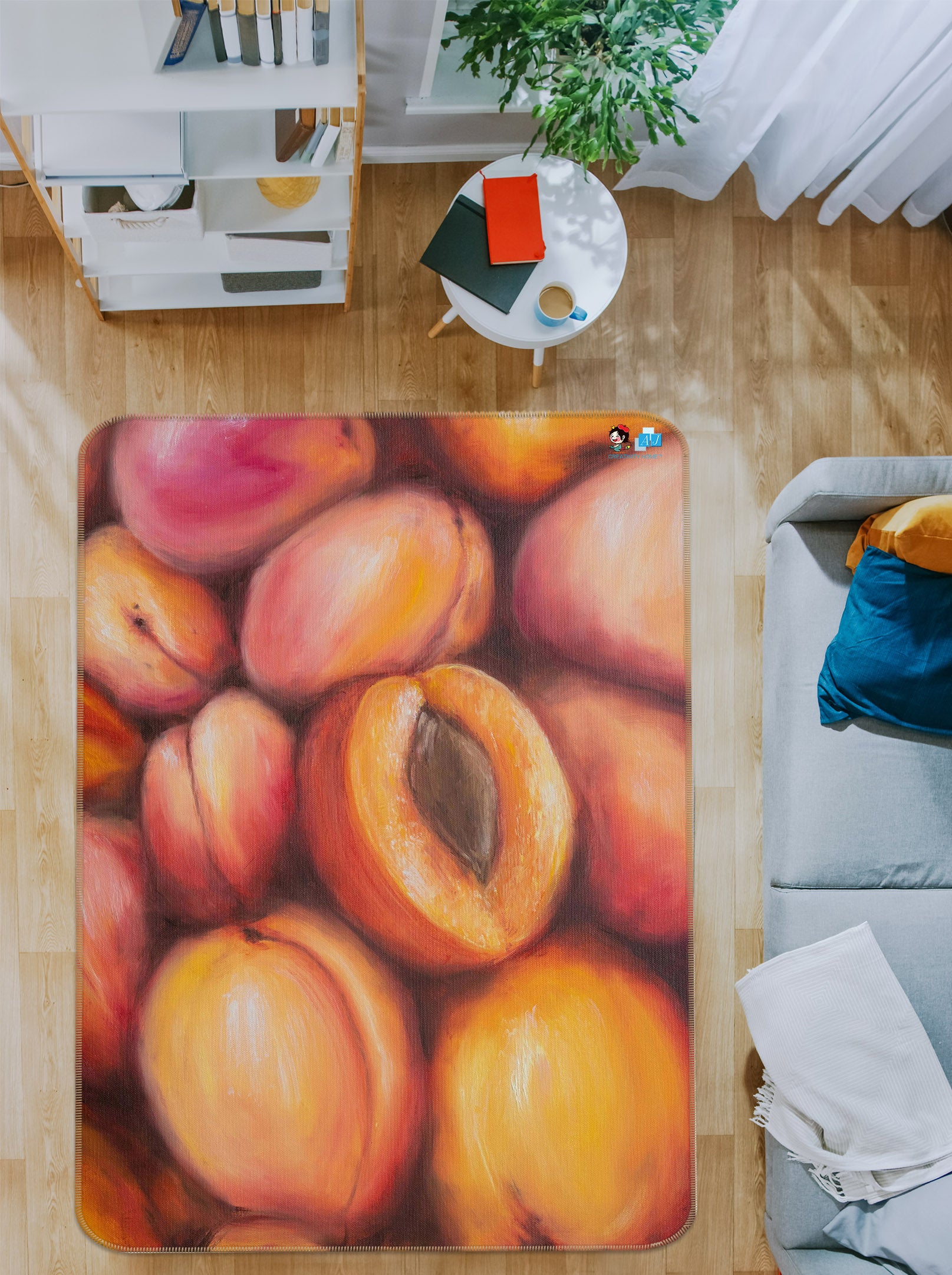 3D Peach 18118 Marina Zotova Rug Non Slip Rug Mat