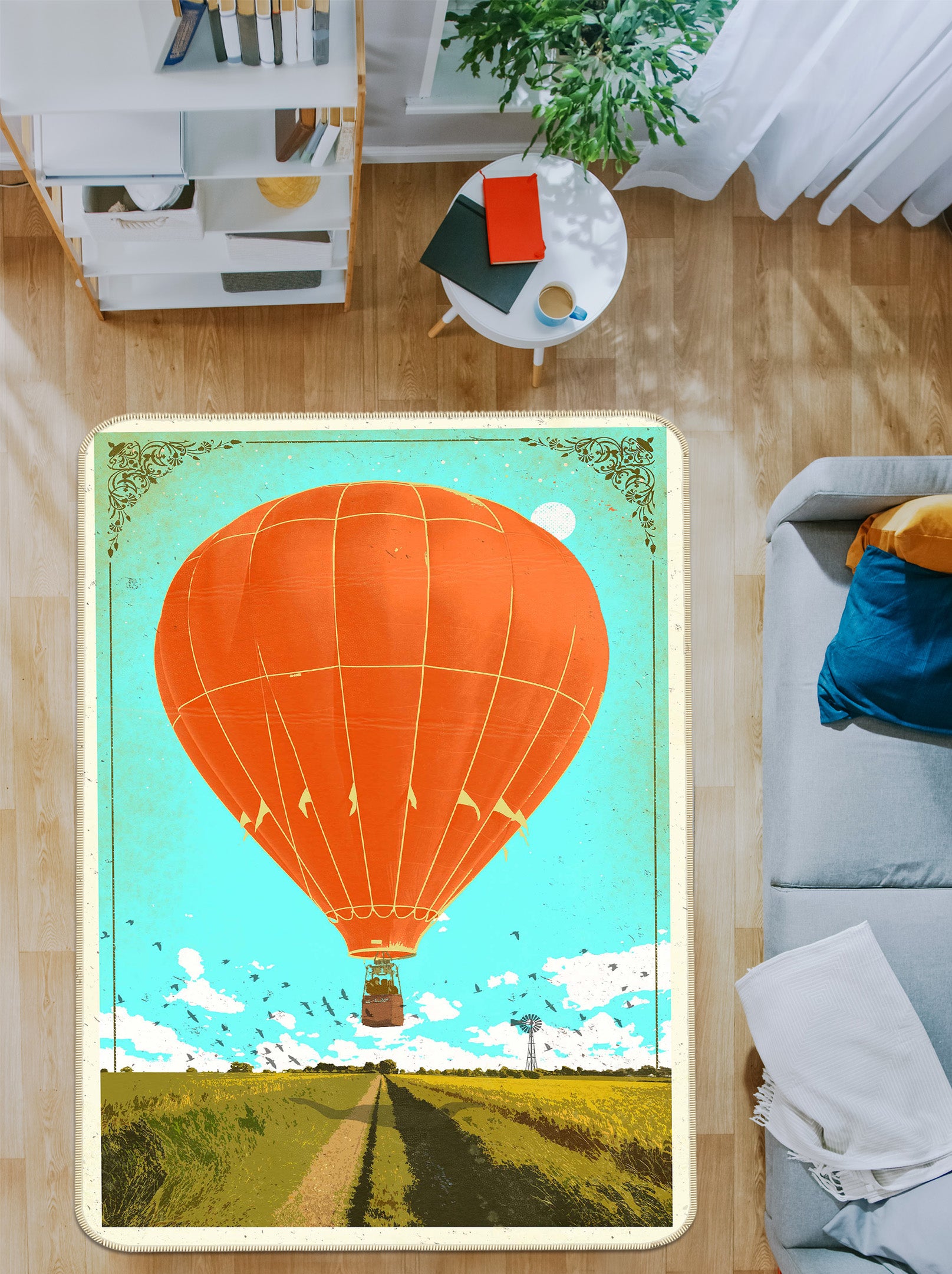 3D Hot Air Balloon 1007 Showdeer Rug Non Slip Rug Mat