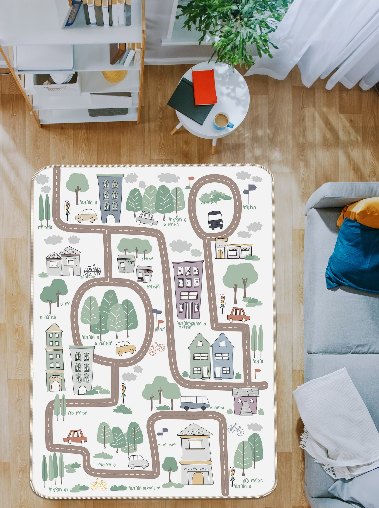 3D City Street 1108 Jillian Helvey Rug Non Slip Rug Mat