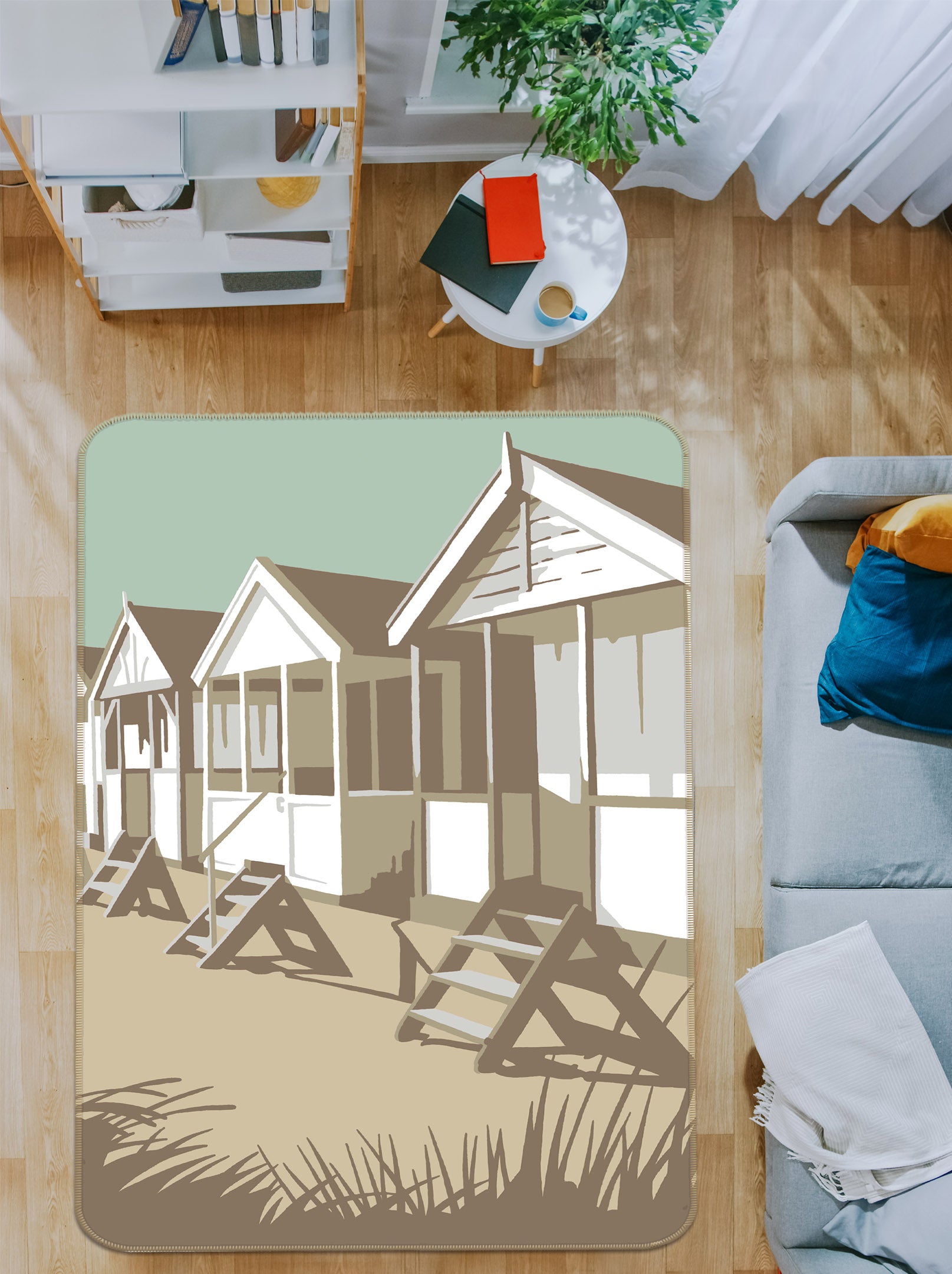 3D Southwold Huts 1149 Steve Read Rug Non Slip Rug Mat